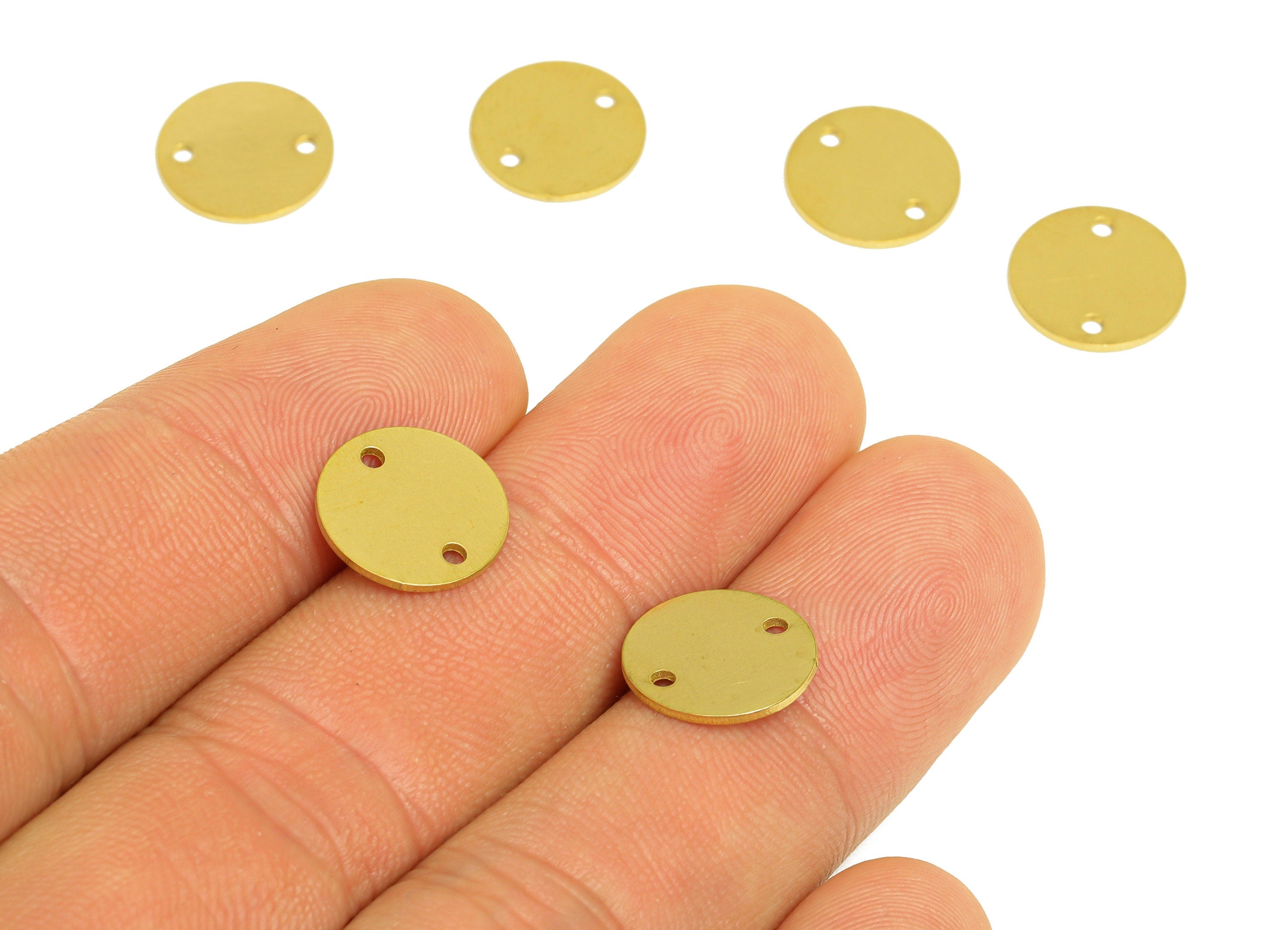 Brass Round Earring Connector - Raw Brass Circle Earring Charm - Brass Geometry Laser Cut Earring Charm - Laser Cut - 11.9x11x1mm - PP10749 - DOMEDBAZAAR