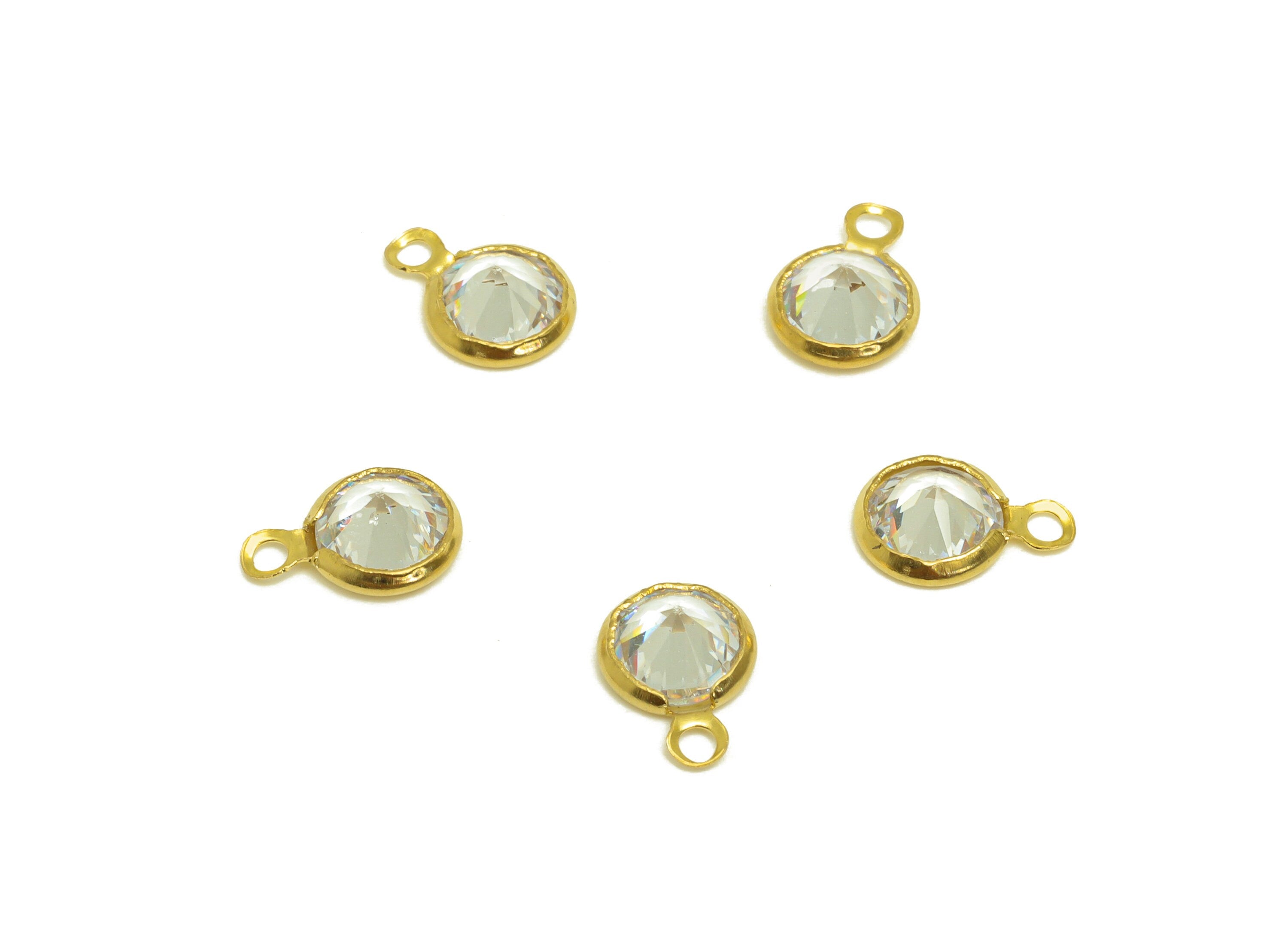 Brass CZ Earring Charms - Raw Brass Diamond Pendant - Brass Cubic Zircon Diamond Charm - Jewelry Making - 9.6x6.9x3.5mm - PP10519 - DOMEDBAZAAR