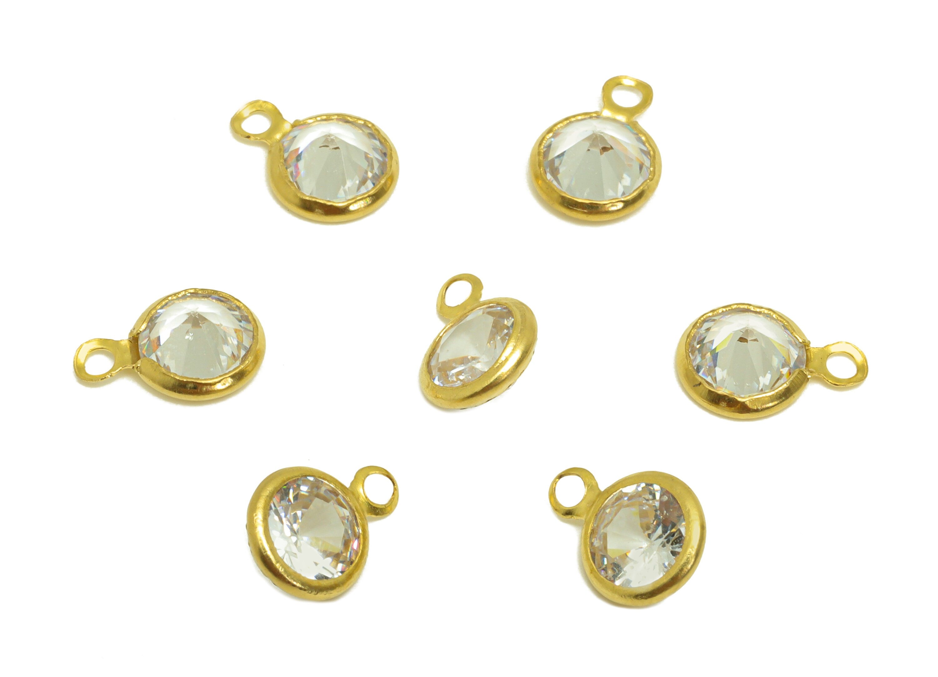 Brass CZ Earring Charms - Raw Brass Diamond Pendant - Brass Cubic Zircon Diamond Charm - Jewelry Making - 9.6x6.9x3.5mm - PP10519 - DOMEDBAZAAR