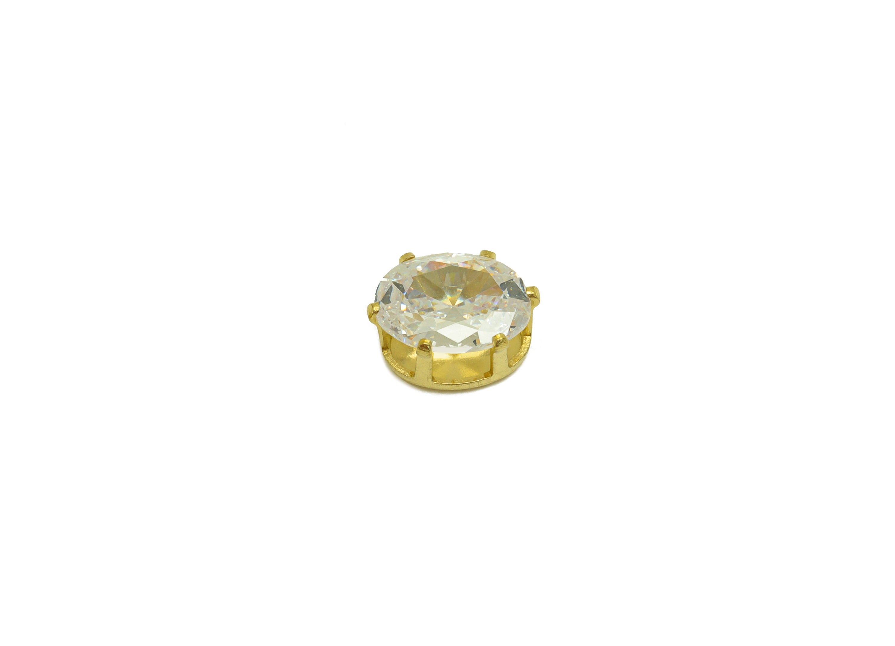 6x8mm Brass CZ Oval Earring Charm - Raw Brass Diamond Pendant - Brass Cubic Zircon Diamond Charm - White Zircon Charm - 8x6x4.9mm - PP10520 - DOMEDBAZAAR