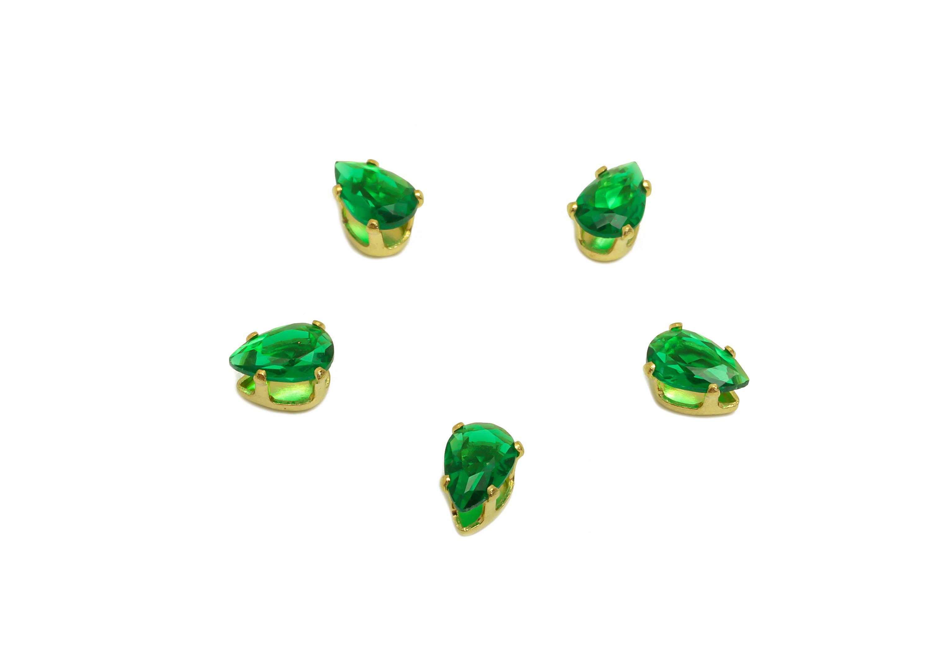 4x6mm Brass CZ Teardrop Earring Charm - Raw Brass Diamond Charm - Brass Emerald Zircon Charm - For Ring - For Necklace - 6x4x3mm-PP10528 - DOMEDBAZAAR