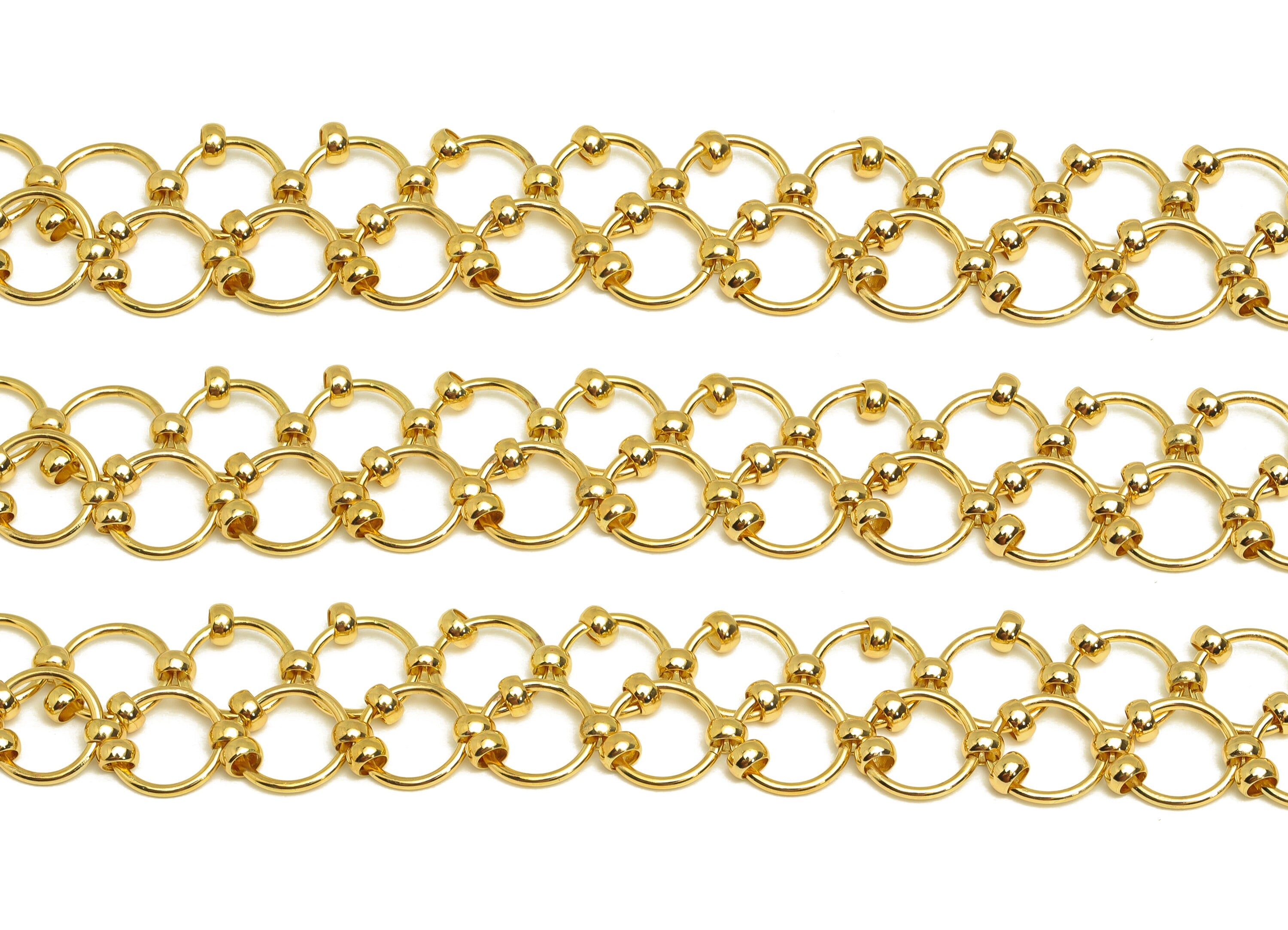 1.2*11.5 mm Brass Round Link Chain - Brass Gold Open Link Chain Large Chunky Chain -For Necklace - 18K Real Gold Plating - 11x14x1mm-RGP6741 - DOMEDBAZAAR