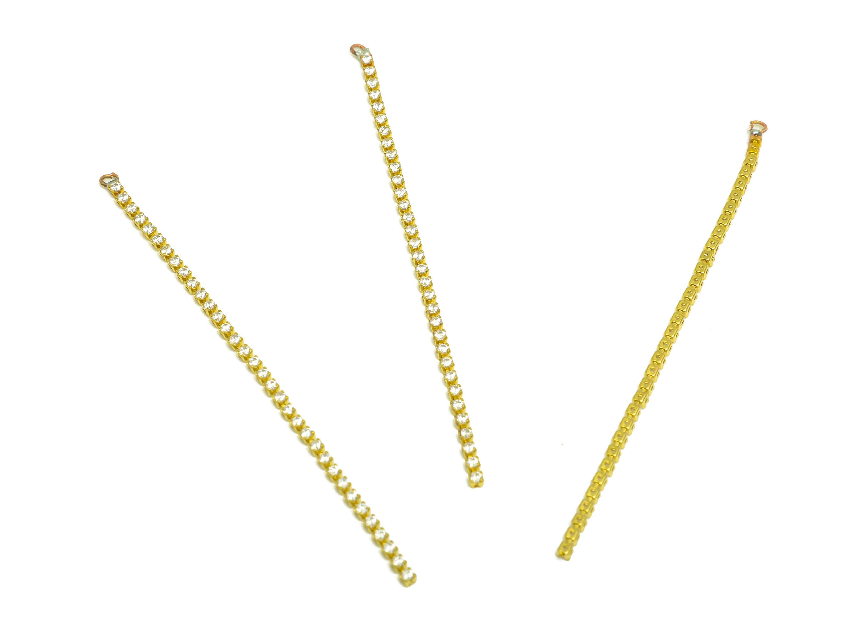 7cm Brass CZ Tassel Earring Charm - Brass Zircon Tassel Beaded Hanging Charms - Brass Cubic Zircon Chain Dangle Charm - 7x1x1mm - PP10629-7 - DOMEDBAZAAR