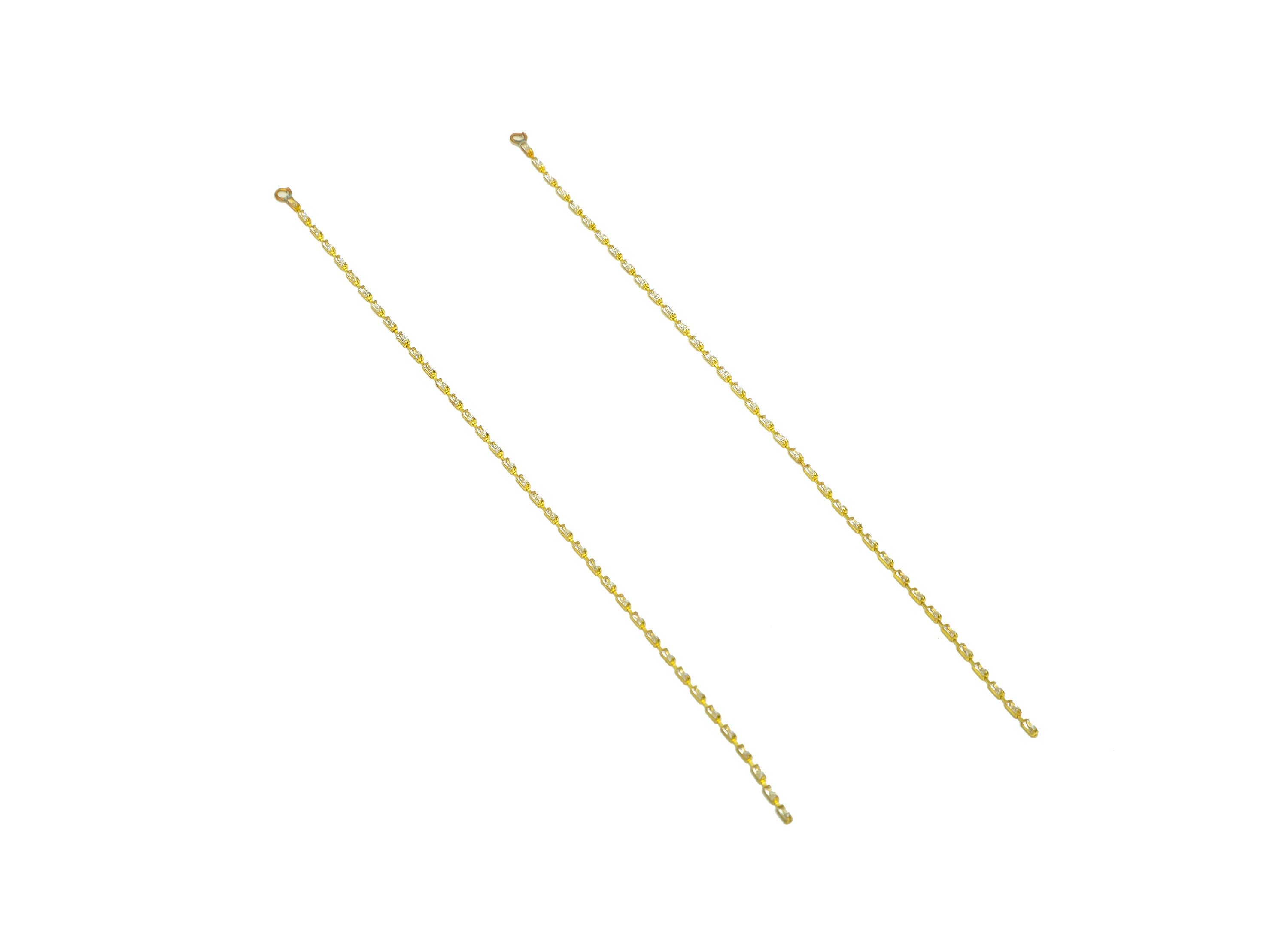 12cm Brass CZ Tassel Earring Charm - Brass Rectangle Zircon Tassel Charms - Brass Cubic Zircon Chain Dangle Charm - 12x1x1.3mm- PP10631-12 - DOMEDBAZAAR