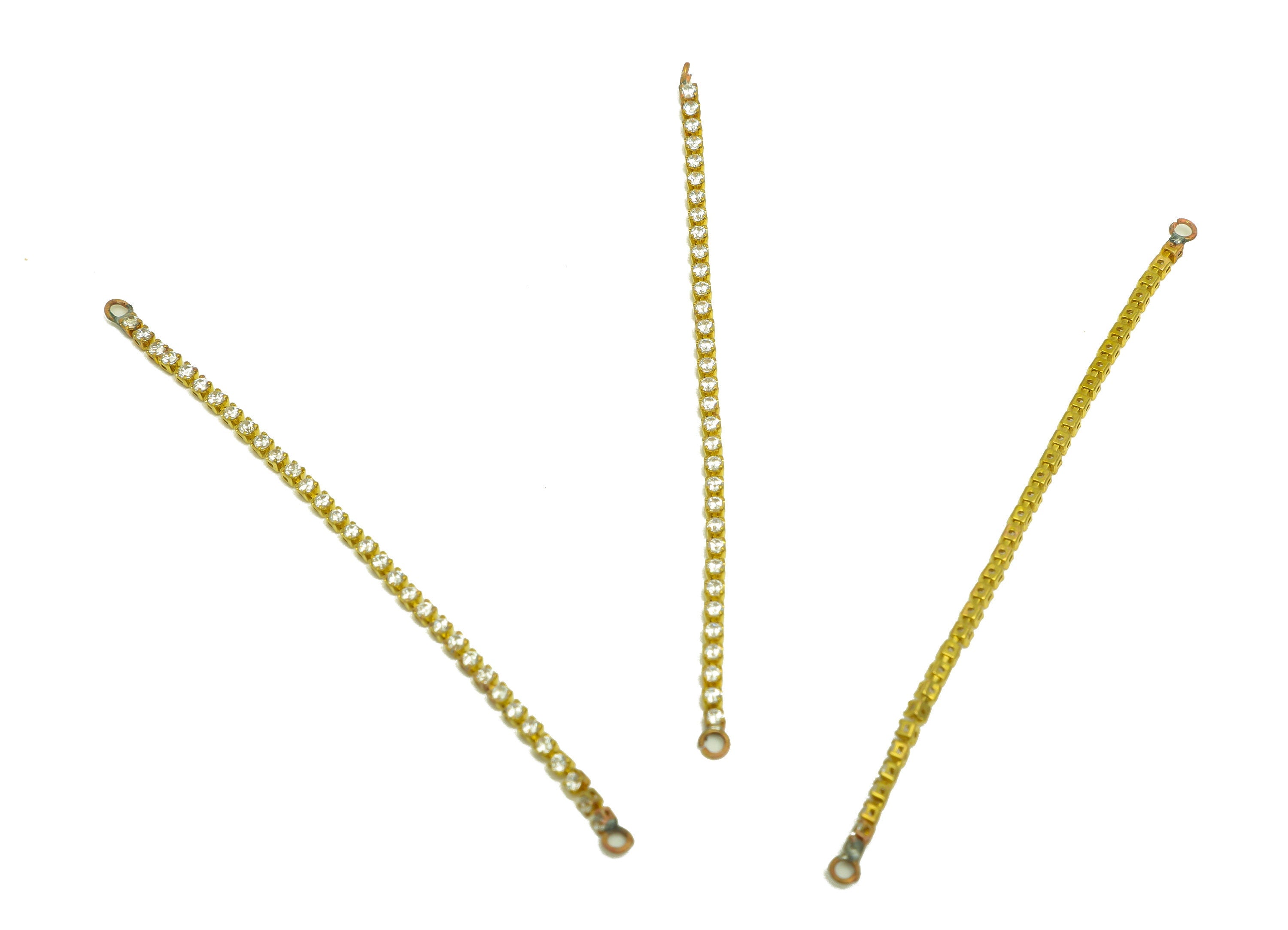 8cm Brass CZ Tassel Earring Connector - Brass Zircon Tassel Hang Earring Charm - Brass Cubic Zircon Chain Dangle Charm - 8x1.7x1mm-PP10630-8 - DOMEDBAZAAR