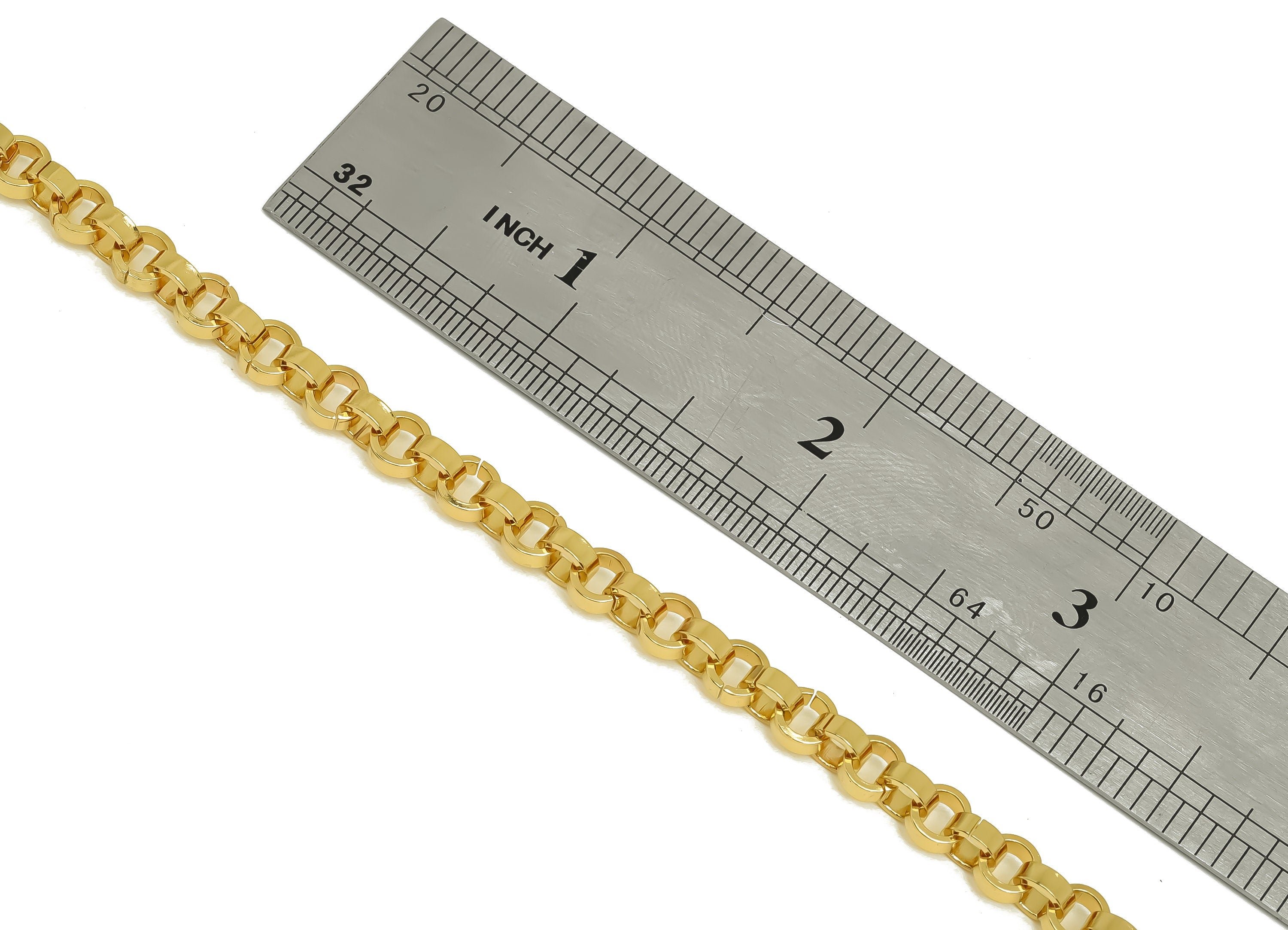 Brass 5.2 Rolo Chain - Brass Open Link Chain - Round Link Thick Chain - Bracelet Chain - 18K Real Gold Plating - 5.08x5.08x0.68mm - RGP6735 - DOMEDBAZAAR
