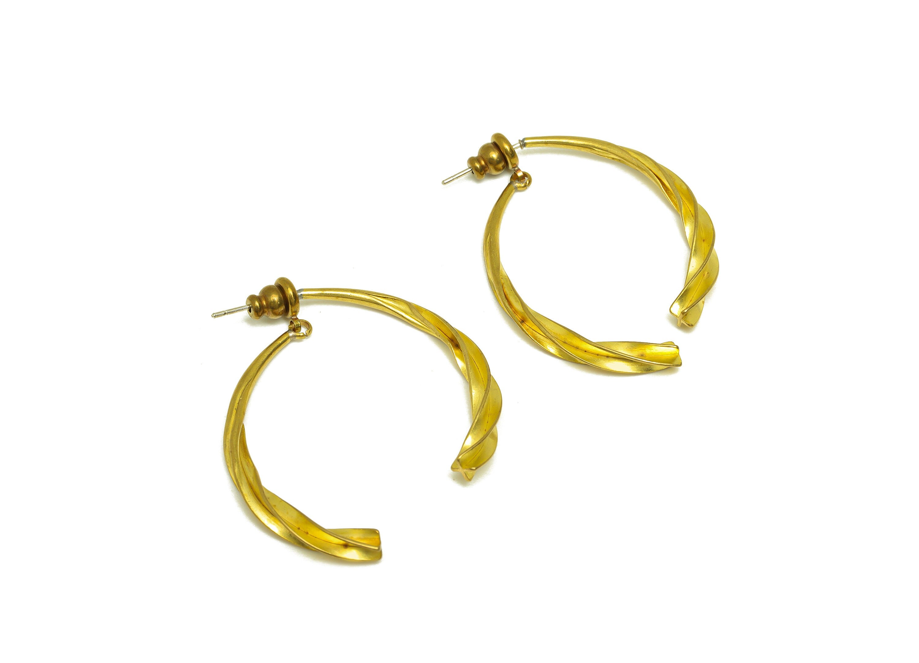 Brass Dangle Earring Stud - Raw Brass Bent Stick Earring Post - Brass Bent Bar Earring Post - 925 Silver Stud - 38.6x20x2.86mm - PP10582 - DOMEDBAZAAR