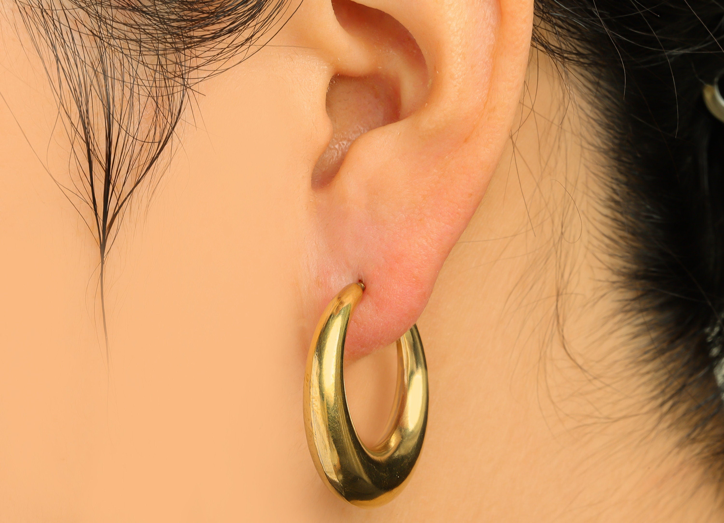 Brass Hoop Earring Stud - Raw Brass Thick Hoop Earring Post - Brass Hoop Thick Earring Post - Imitation Silver Stud - 30x28x6mm - PP10588 - DOMEDBAZAAR