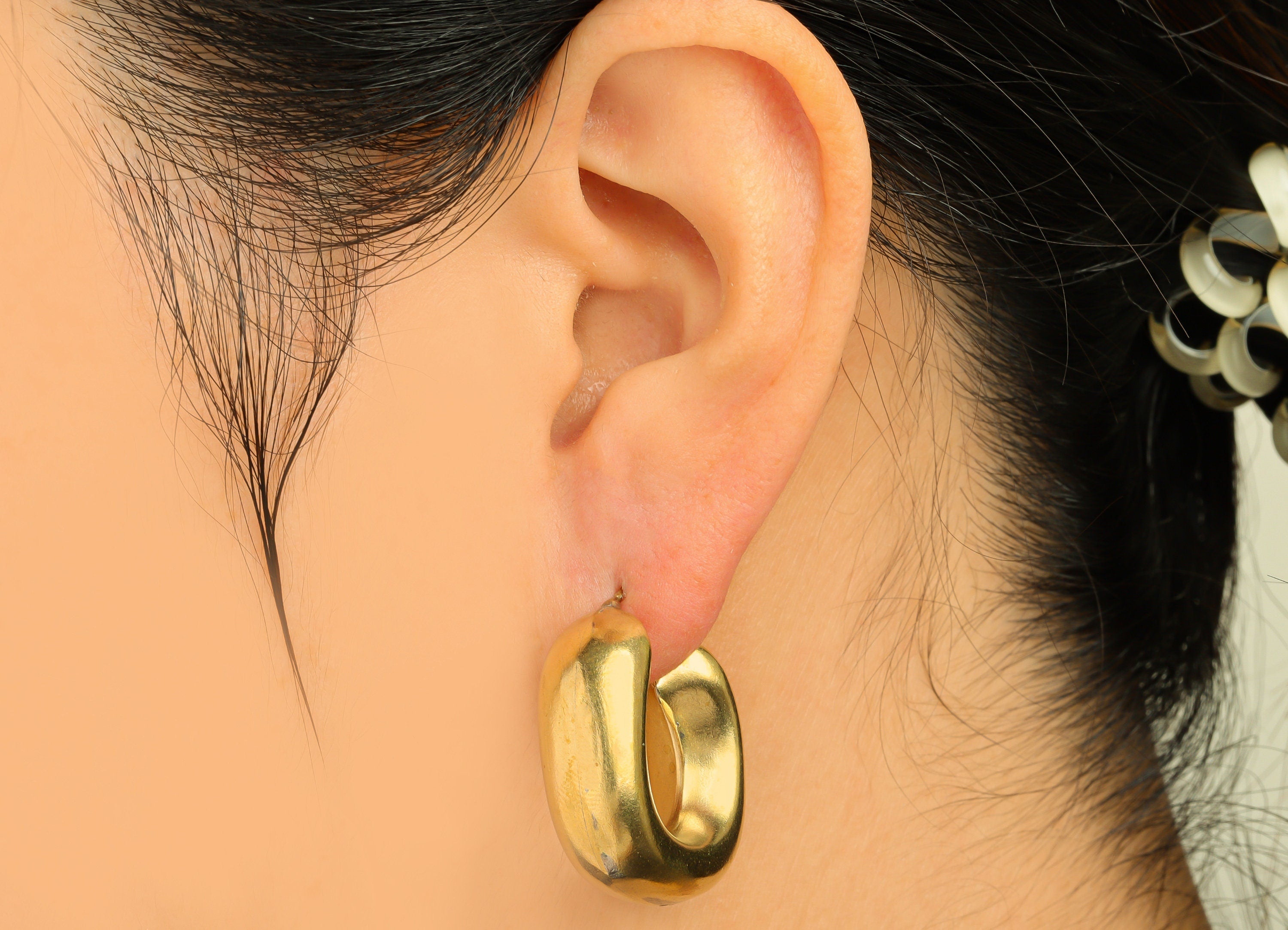 Brass Hoop Thick Earring Stud - Raw Brass Thick Square Earring Post - Brass Open Square Earring Post - Silver Stud - 27x25x9.5mm - PP10586 - DOMEDBAZAAR