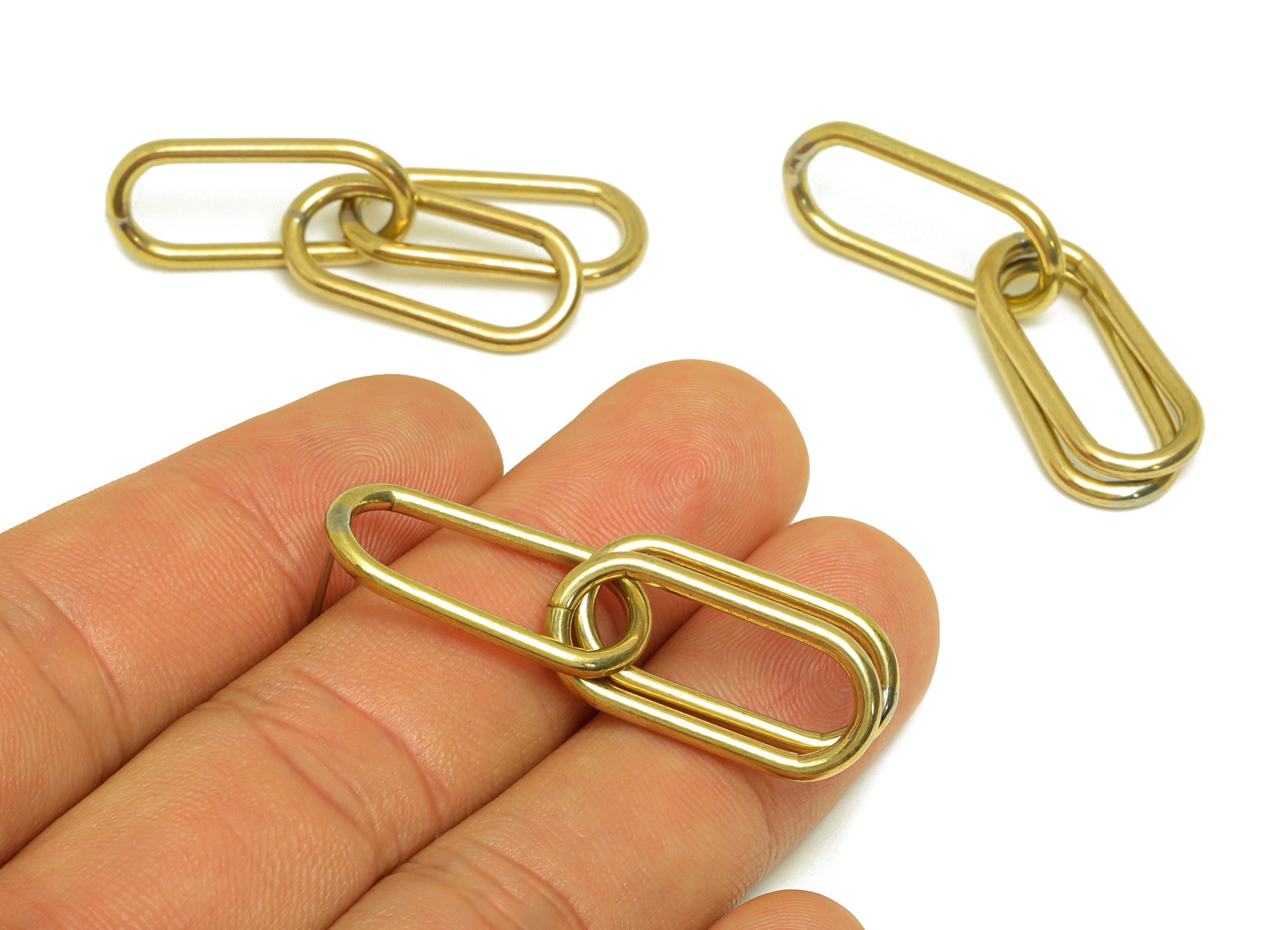 Brass Dangle Interlock Earring Stud - Raw Brass Oval Rectangle Earring Post - Brass Interlock Hanging Earring Post - 44x11.5x2mm - PP10568 - DOMEDBAZAAR