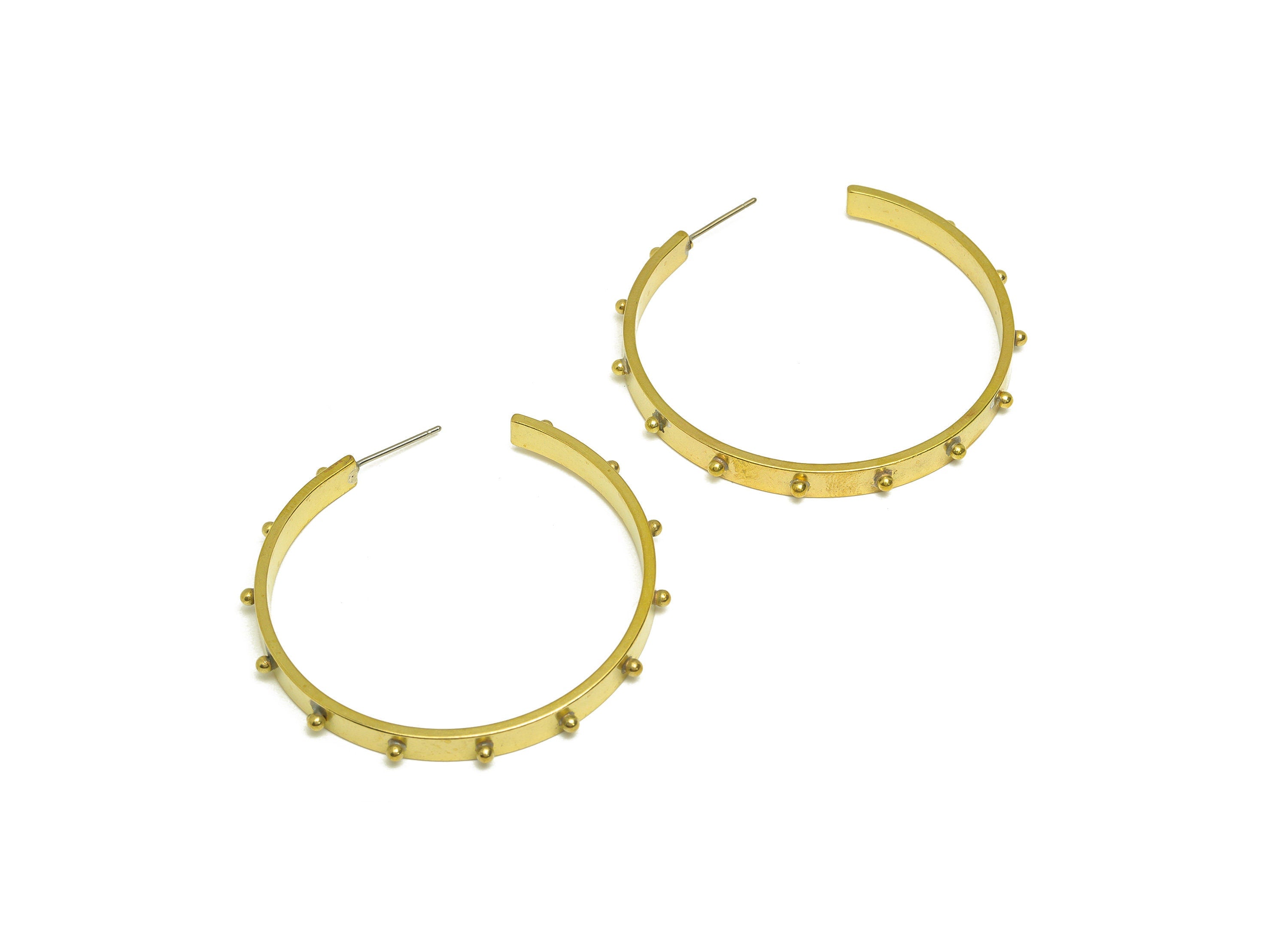 Brass Hoop C Earring Stud - Raw Brass Large Hoop Earring Post - Brass Open Hoop Earring Post - 316 Stainless Steel - 49x46.8x4mm - PP10611 - DOMEDBAZAAR