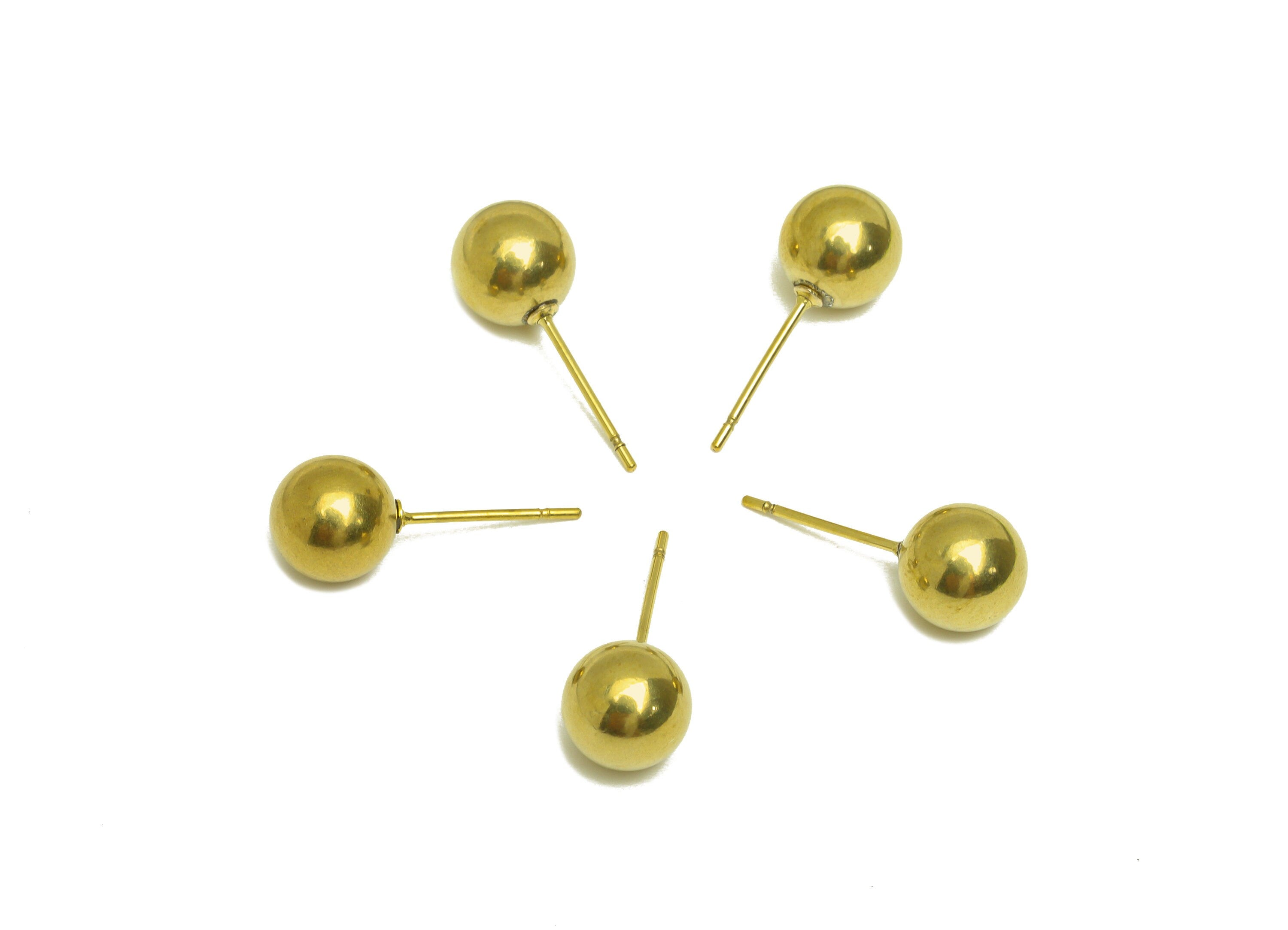 8mm Brass Ball Earring Stud - Raw Brass Bead Earring Post - Brass Round Ball Earring Post - Geometry Earring Post - 8x8x8mm - PP10544 - DOMEDBAZAAR