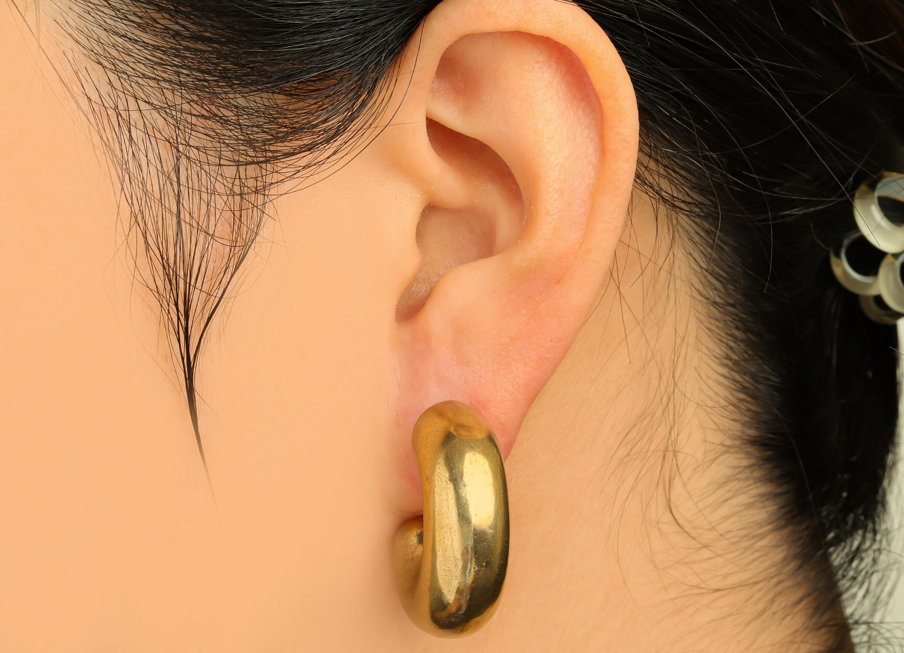 Brass Hoop C Earring Stud - Raw Brass Thick Hoop Earring Post - Brass Open Hoop Earring Post - Thick Earring Post - 30x23x10.5mm - PP10550 - DOMEDBAZAAR