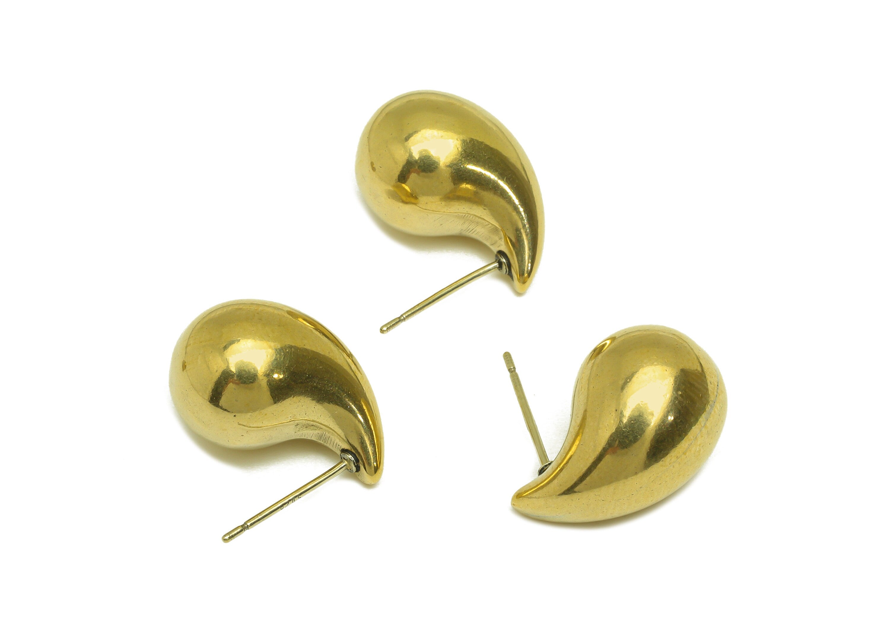 Brass Drop Earring Stud - Raw Brass Teardrop Earring Post - Brass Cubic Teardrop Earring Post - 925 Silver Stud - 18x11.6x11.2mm - PP10548 - DOMEDBAZAAR
