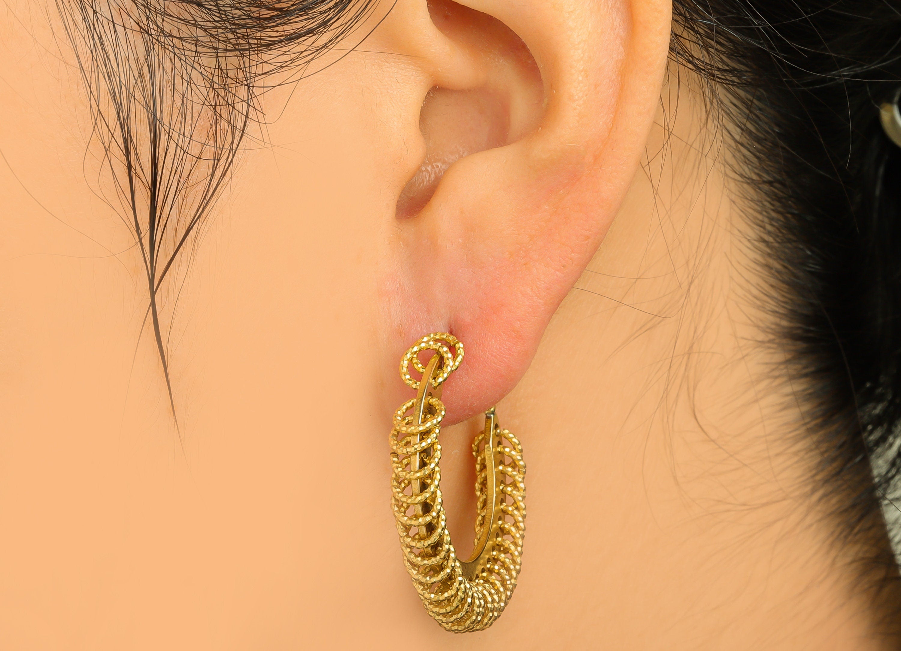 Brass Hoop Earring - Raw Brass Round Clasp Back Earring - Brass Textured Hoop Clasp Earring - Jump Ring Clasp Earring - 30x29x5mm - PP10602 - DOMEDBAZAAR