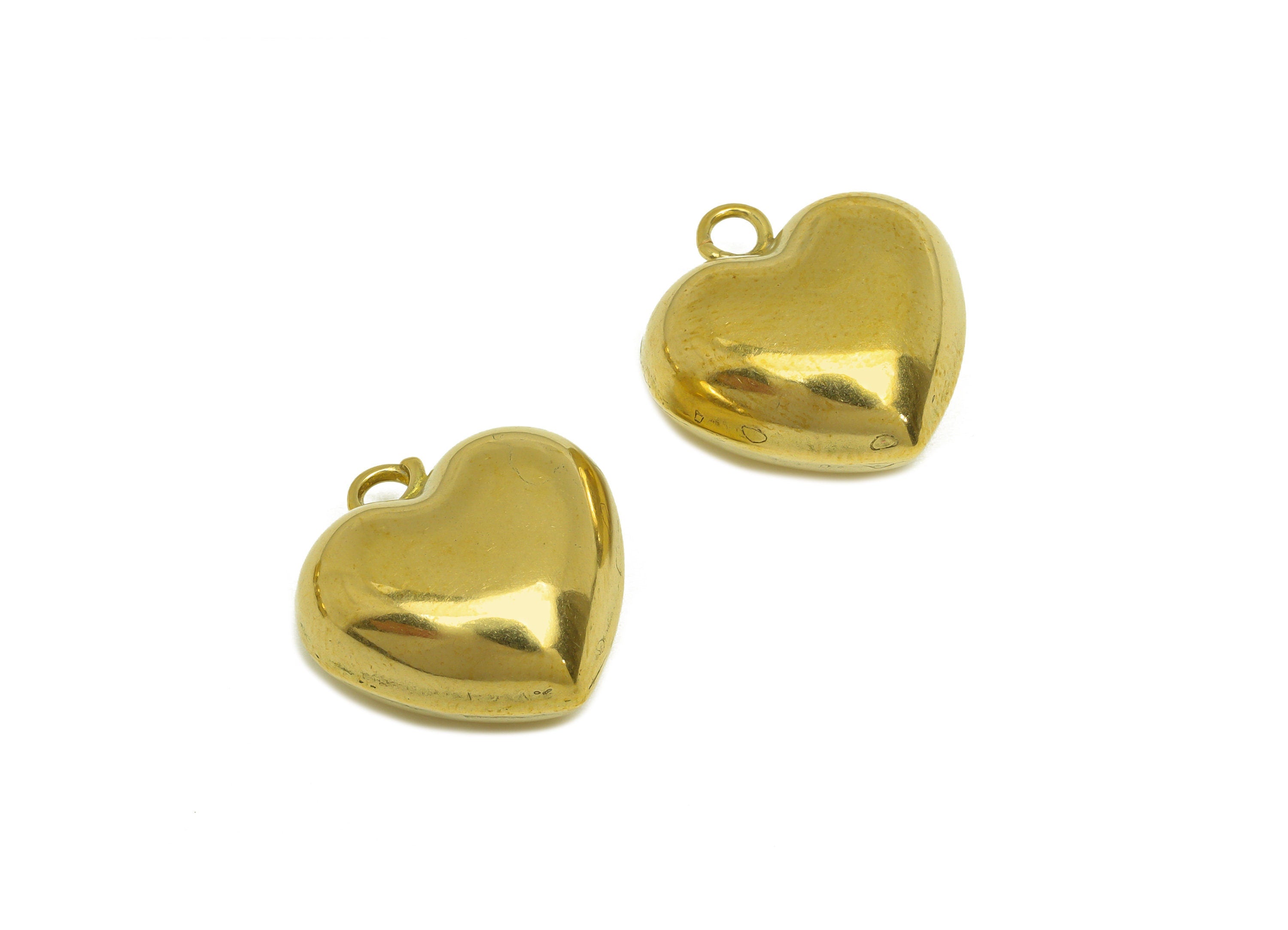 Brass Heart Earring Charm - Raw Brass Heart Earring Charms - Brass Cubic Heart Pendant - Earring Finding - 19.6x18x9mm - PP10552 - DOMEDBAZAAR