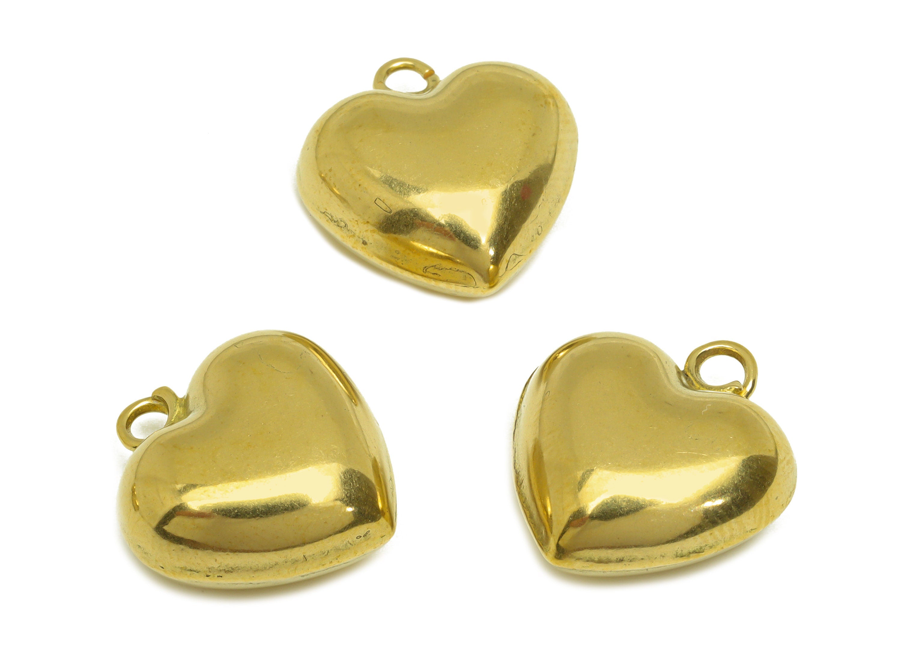 Brass Heart Earring Charm - Raw Brass Heart Earring Charms - Brass Cubic Heart Pendant - Earring Finding - 19.6x18x9mm - PP10552 - DOMEDBAZAAR