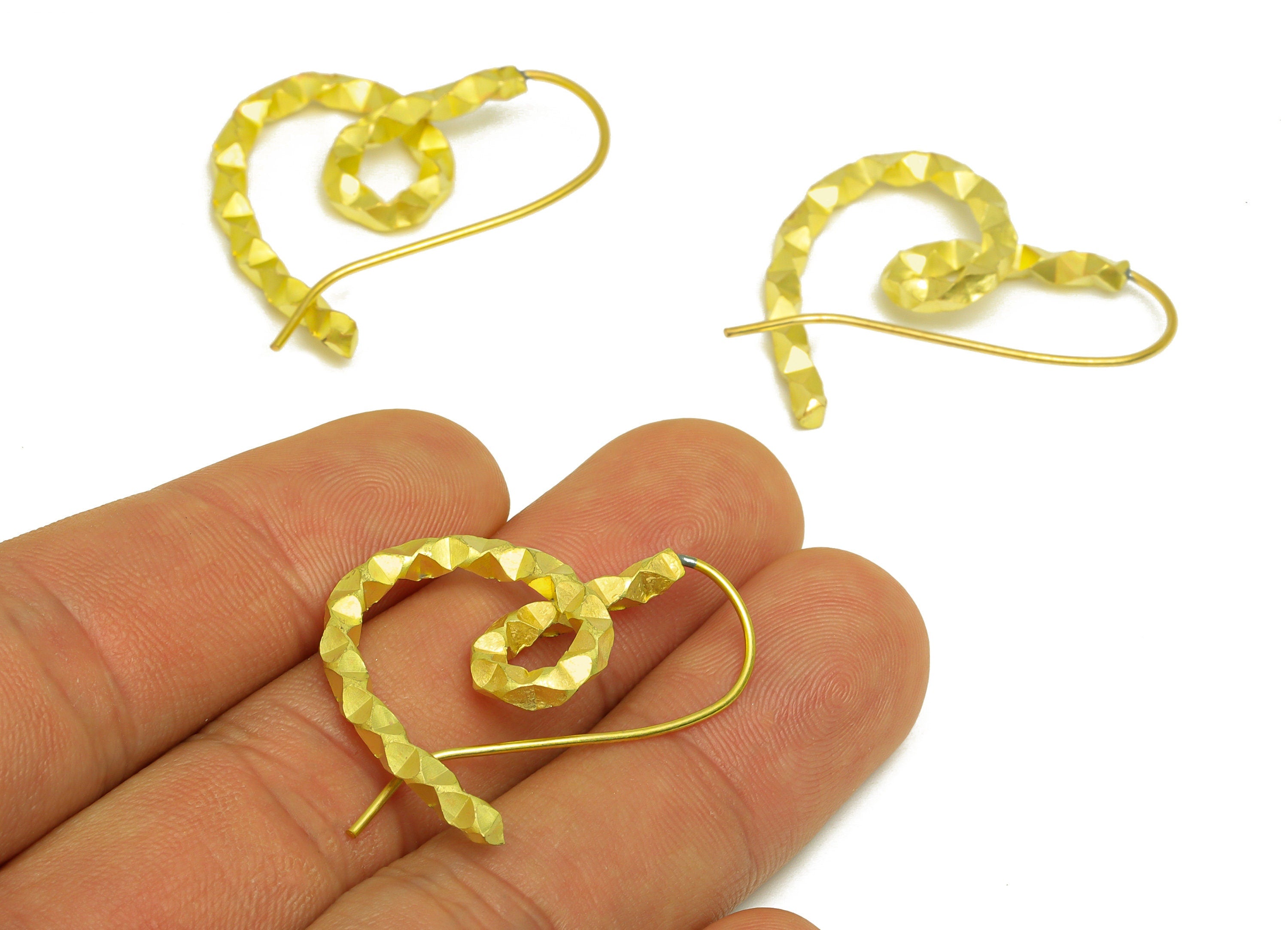 Brass Heart Hoop Earring Wire - Raw Brass Textured Ear Wire - Brass Hoop Ear Wire - Brass Ear Wire - Earring Finding - 33x28x2.8mm- PP10590 - DOMEDBAZAAR