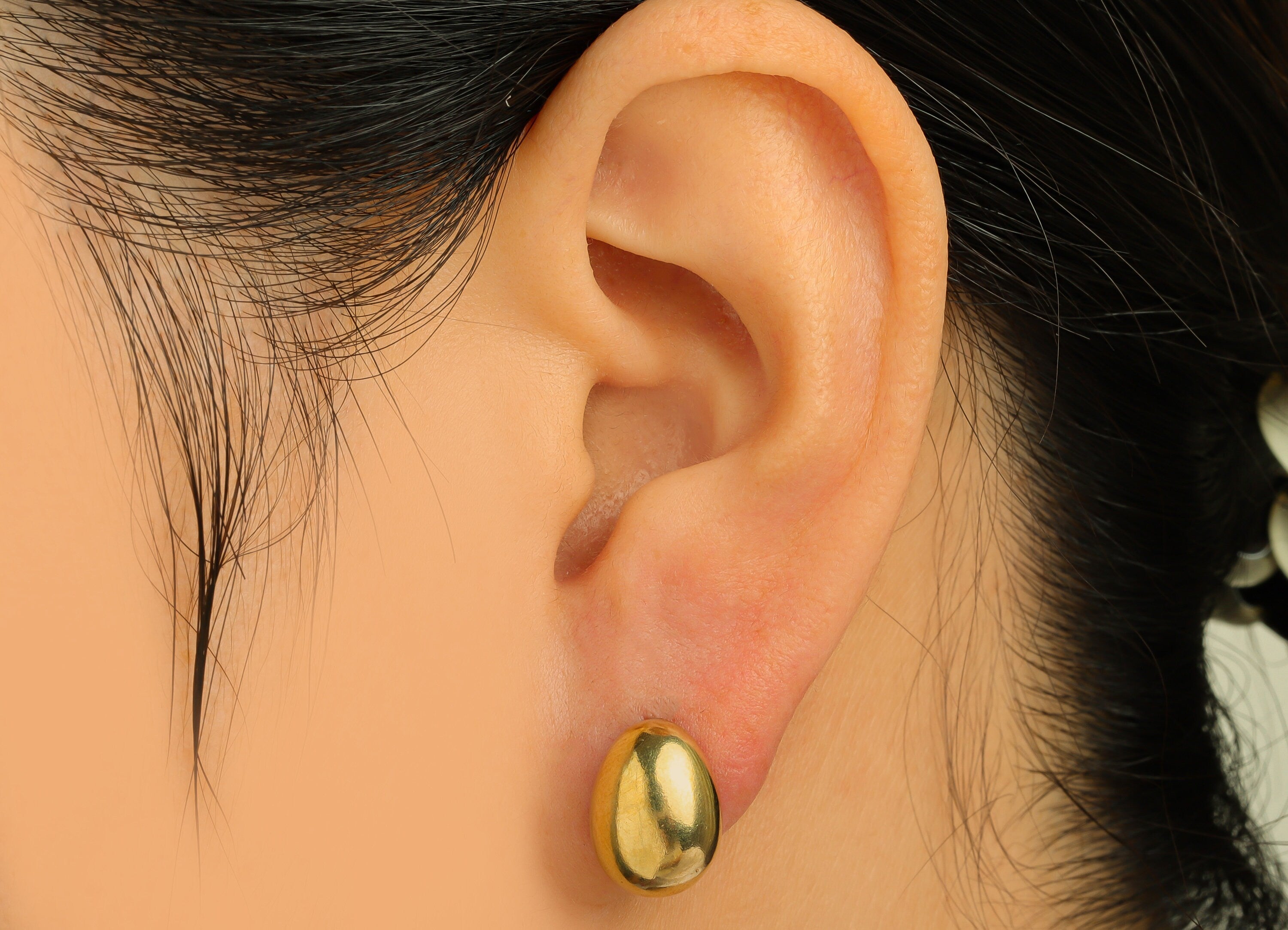 Brass Oval Earring Stud - Raw Brass Cubic Oval Earring Post - Brass Geometry Earring Stud - Brass Oval Post - 12.9x9.7x6.5mm - PP10648 - DOMEDBAZAAR