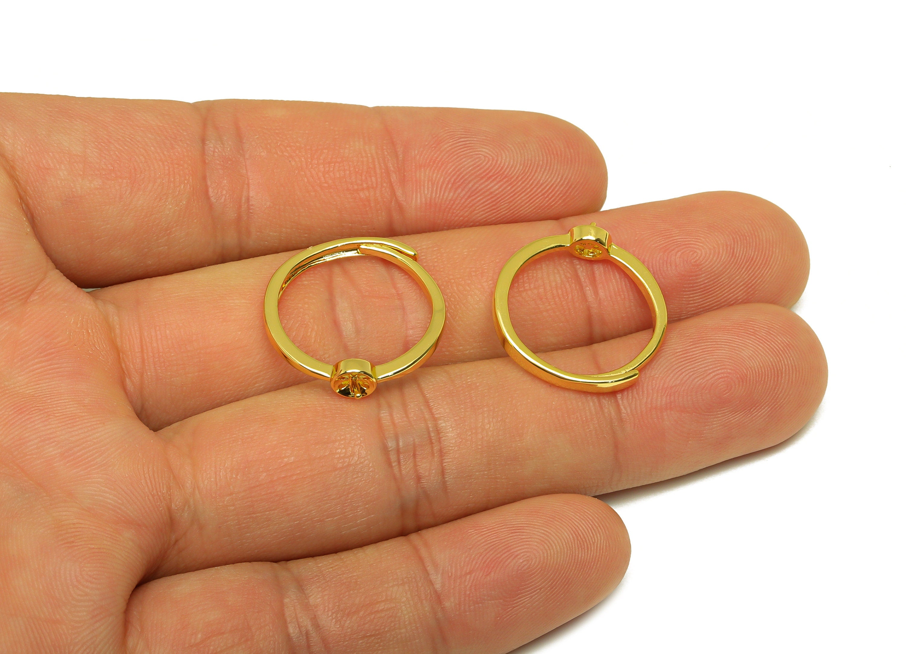Brass Adjustable Ring - Brass Ring Settings - Brass Rings For Pearl - Brass Pearl Setting - 18K Real Gold Plating - 21.64x4.83x2mm- RGP6995 - DOMEDBAZAAR