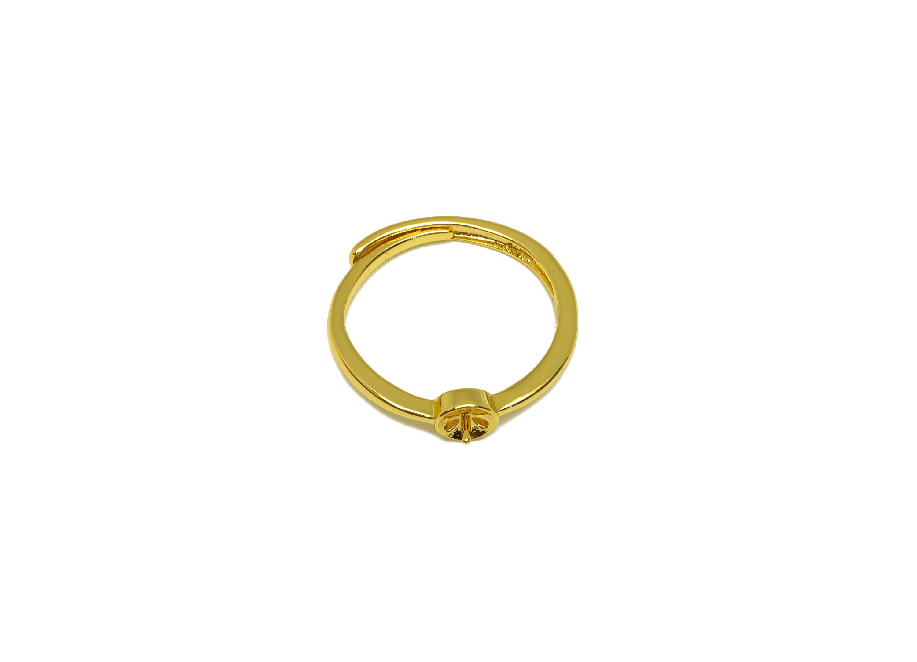 Brass Adjustable Ring - Brass Ring Settings - Brass Rings For Pearl - Brass Pearl Setting - 18K Real Gold Plating - 21.64x4.83x2mm- RGP6995 - DOMEDBAZAAR