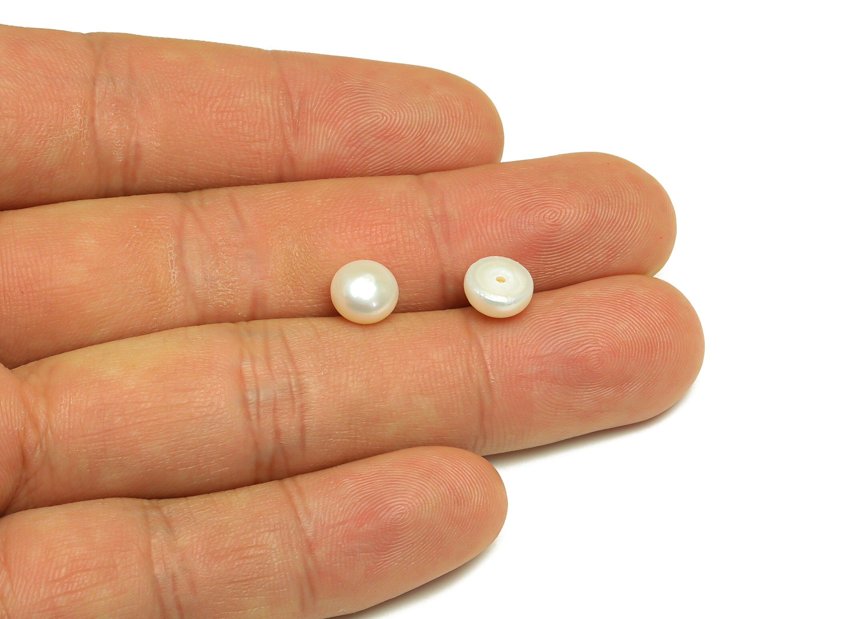 Natural Pearl Cabachon - Natural White Pearls - Pearl Cabachon 7.5mm 66 Pearls/1 Card - For Rings - DIY Making - 7x7.76x5.61mm - RGP7040 - DOMEDBAZAAR