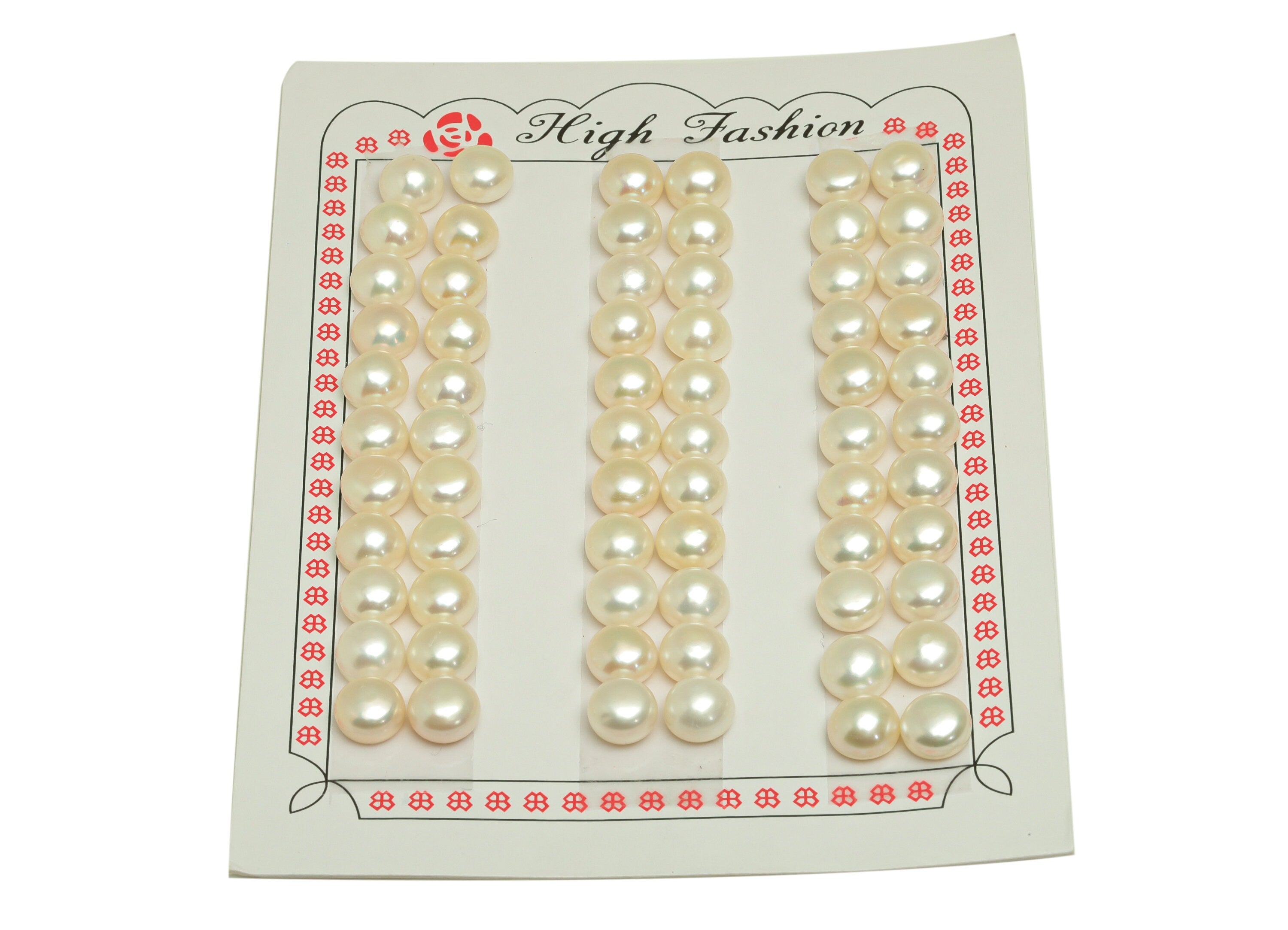 Natural Pearl Cabachon - Natural White Pearls - Pearl Cabachon 7.5mm 66 Pearls/1 Card - For Rings - DIY Making - 7x7.76x5.61mm - RGP7040 - DOMEDBAZAAR