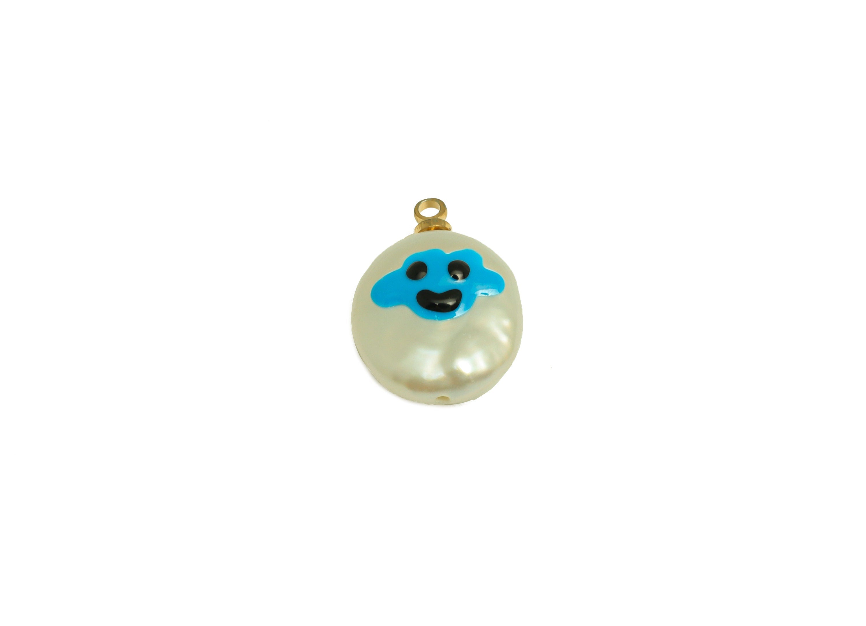Natural Pearl Charm - Cloud Painted Earring Charm - Cloud Painted Pearl With Loop Charm - Pearl Pendant - DIY Making - 15x11.88x5mm- RGP7047 - DOMEDBAZAAR