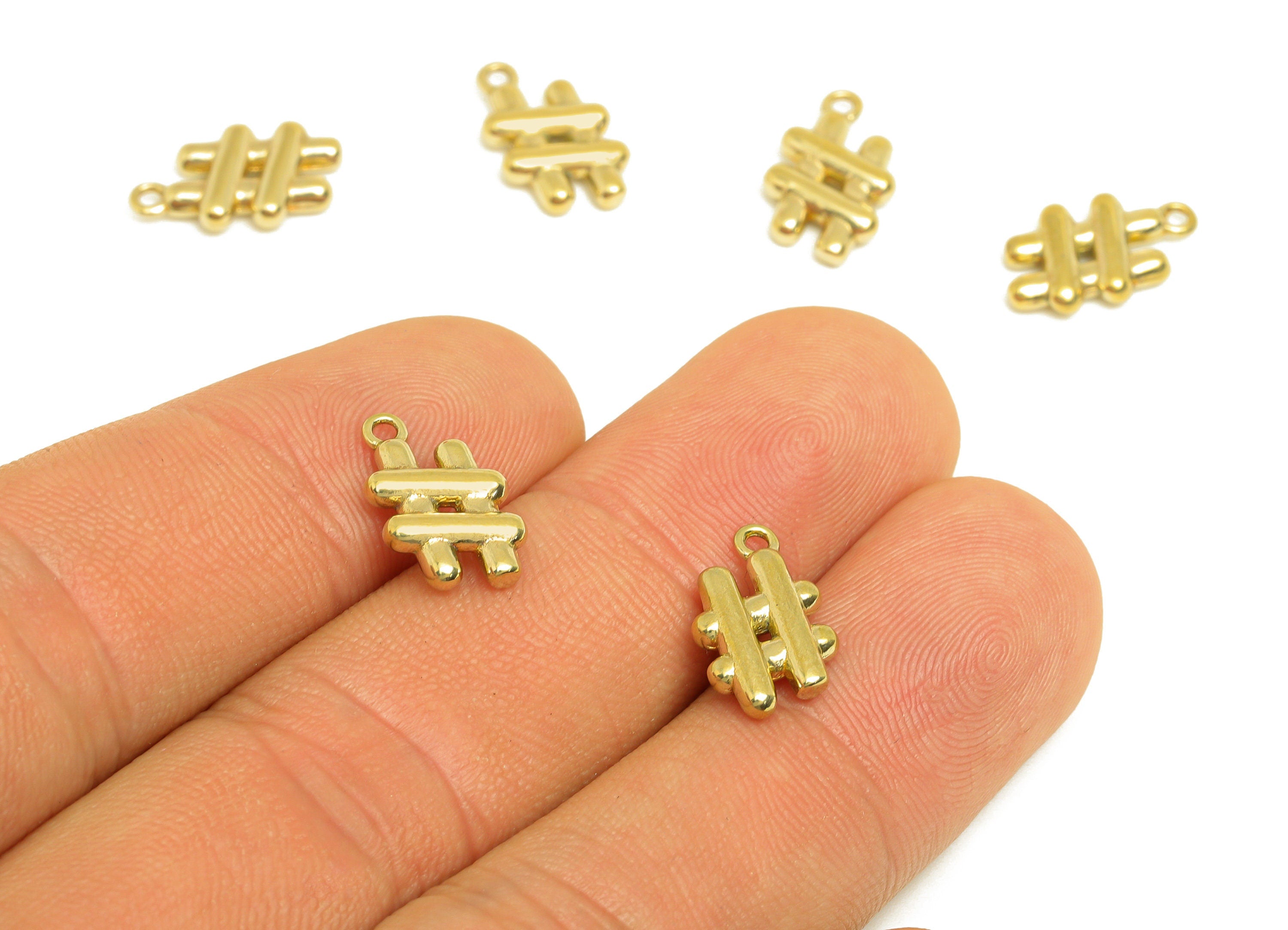 Brass Mesh Earring Charm - Raw Brass Cross Bar Earring Charm - Brass Mini Cross Stick Pendant - For Necklace - 14.1x8.4x2.6mm - PP10711 - DOMEDBAZAAR