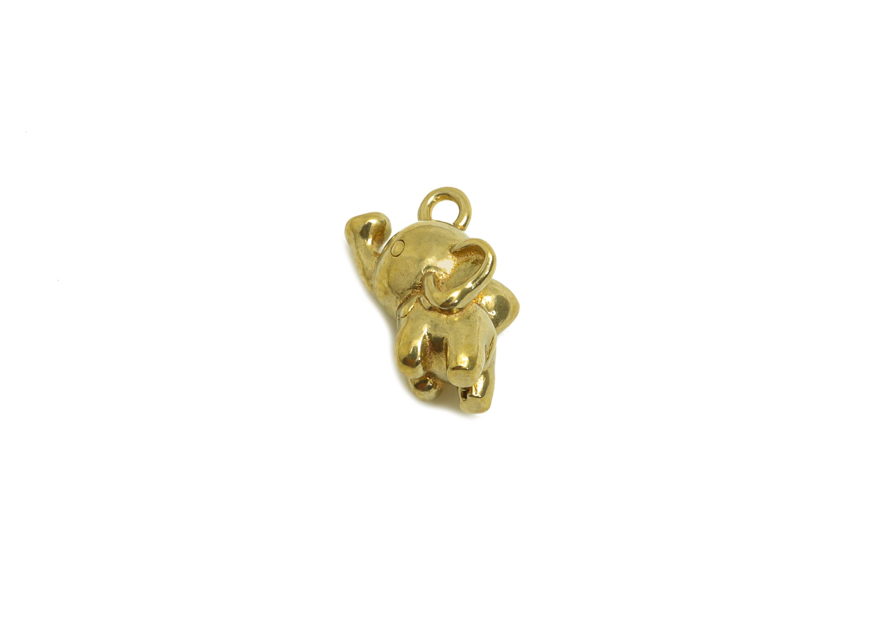 Brass Elephant Earring Charm - Raw Brass Animal Earring Charm - Brass Figure Baby Elephant Earring Charm - For Necklace - 10x6x6mm - PP10722 - DOMEDBAZAAR