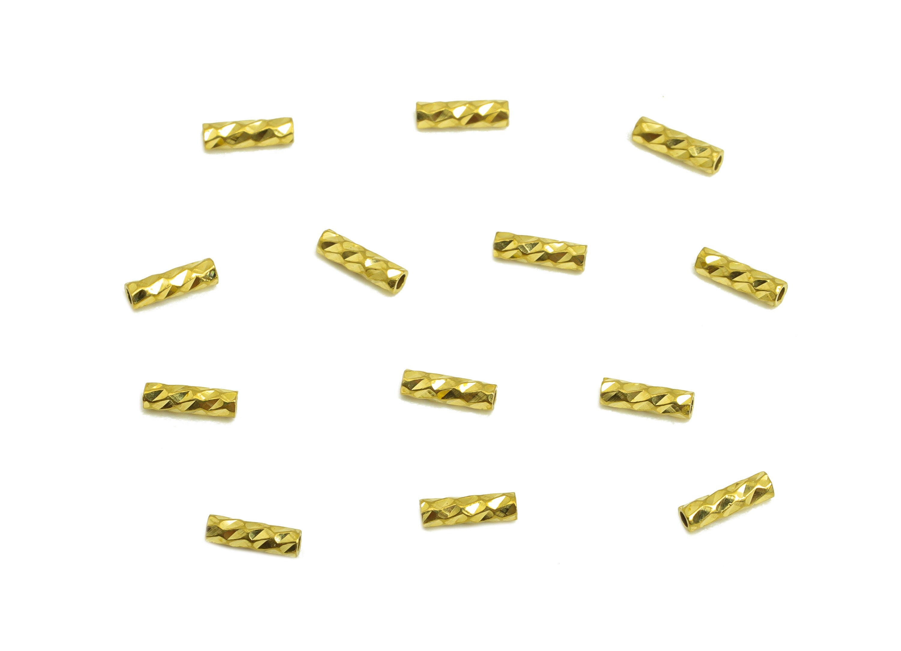1.5*5 Batch Flower Straight Tube - Raw Brass DIY Tube Beads - Textured Circle Pipes for Geometric - For Air Plants - DIY Tubes - PP10752 - DOMEDBAZAAR