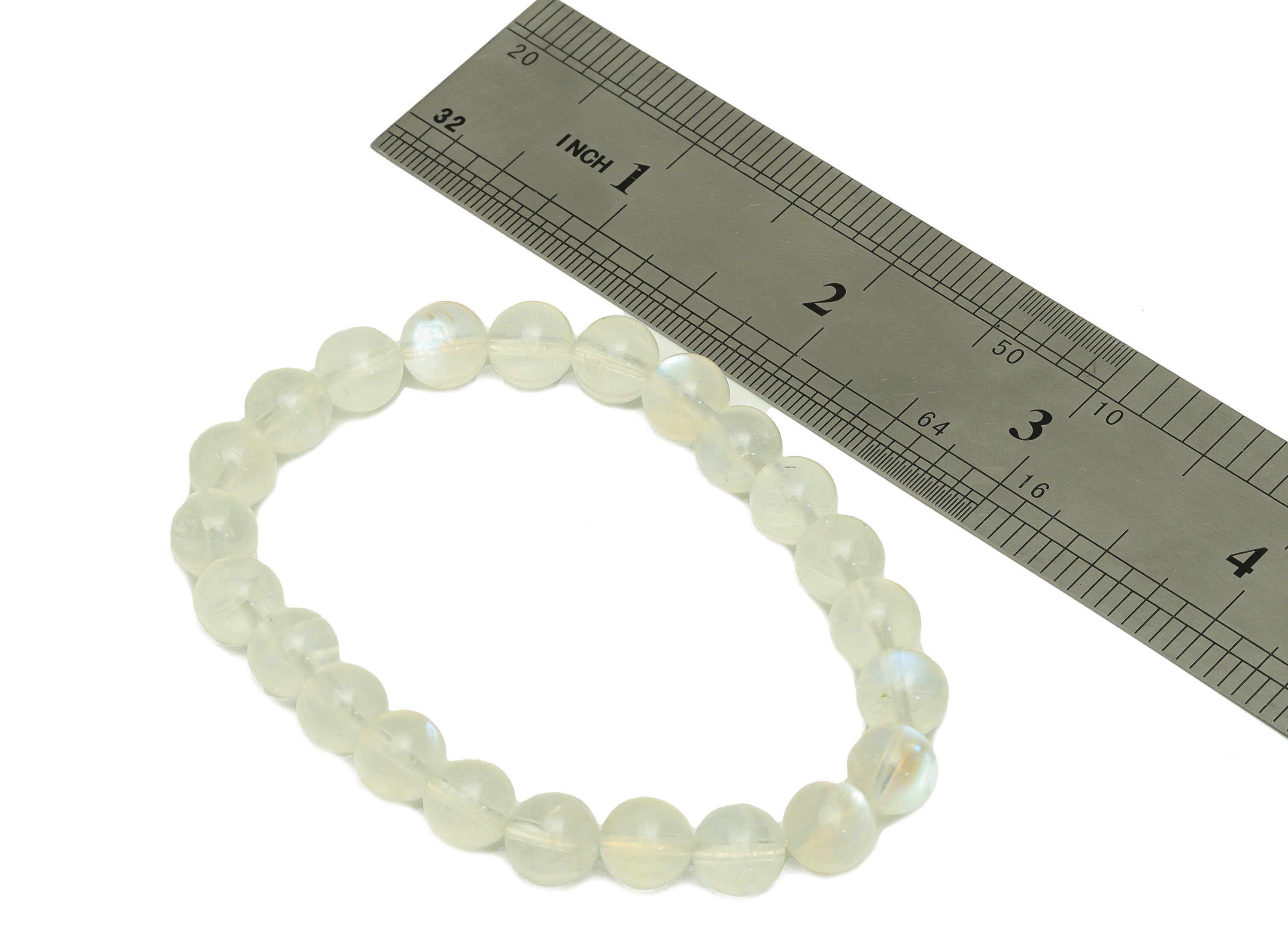 Natural Stone Crystal - Spiritual Moonstone Bracelet - Healing Energy Crystal Calming Beaded - Handmade Bracelet - Healing Gemstone -RGP7076 - DOMEDBAZAAR