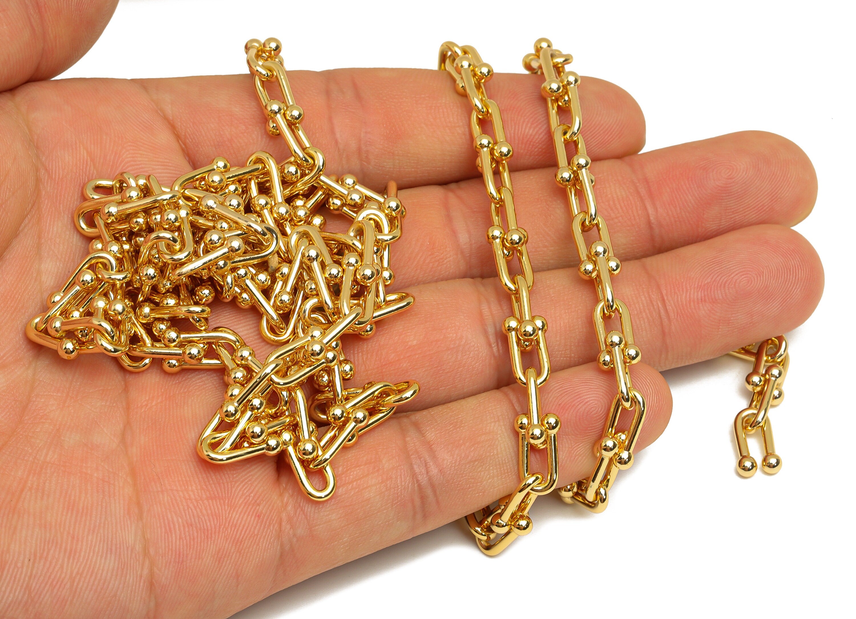 Brass U Link Chain - Brass Trendy Chunky Chain - Gold Handmade Bracelet Chain - Handmade Chain - 18K Real Gold Plating - 11x6x2mm - RGP6751 - DOMEDBAZAAR