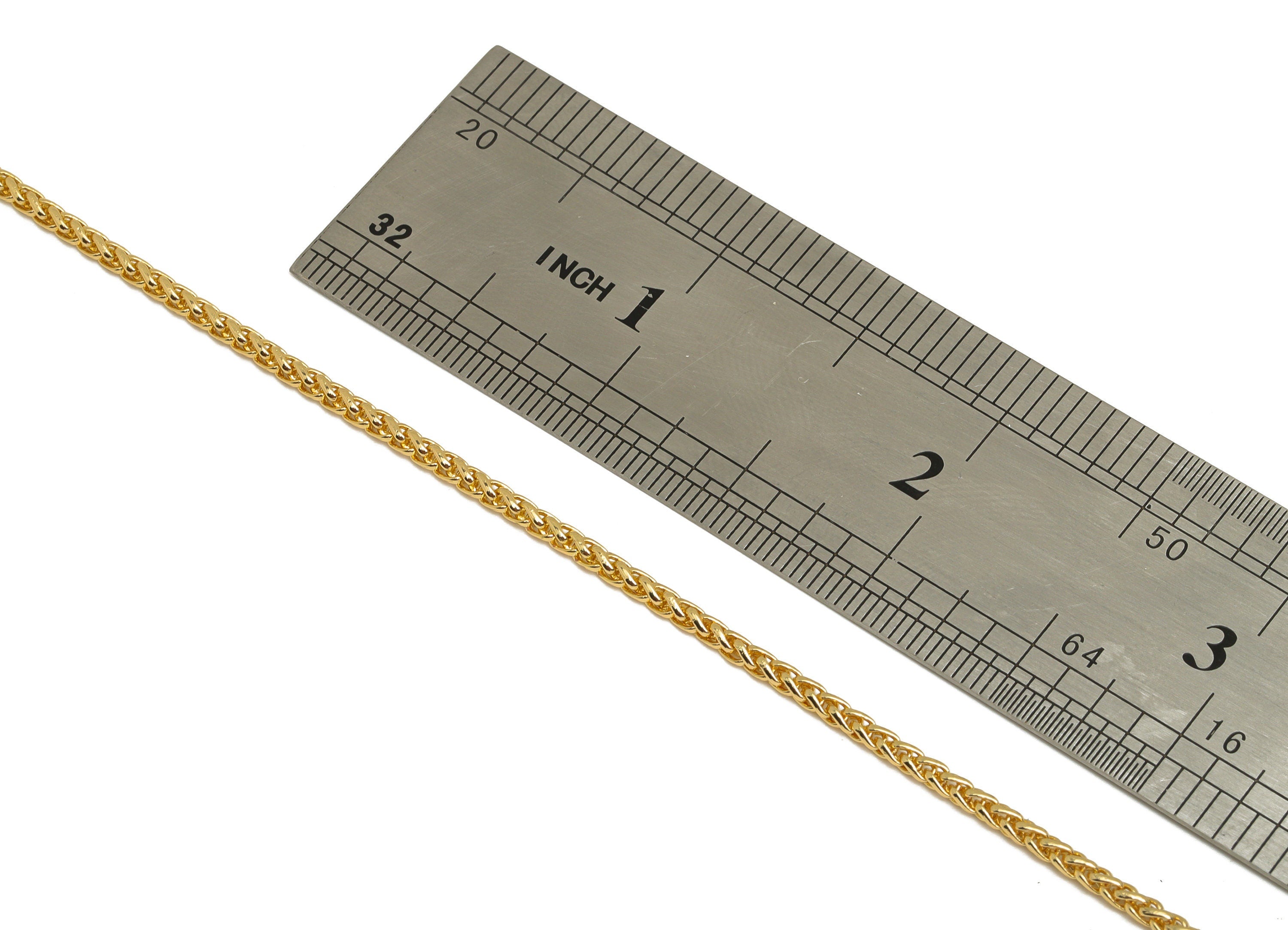 2.0 Braid Chain - Brass Wheat Chain - Brass Gold Wheat Chain - Brass Hammered Bracelet Chain - 18K Real Gold Plating - RGP6736 - DOMEDBAZAAR