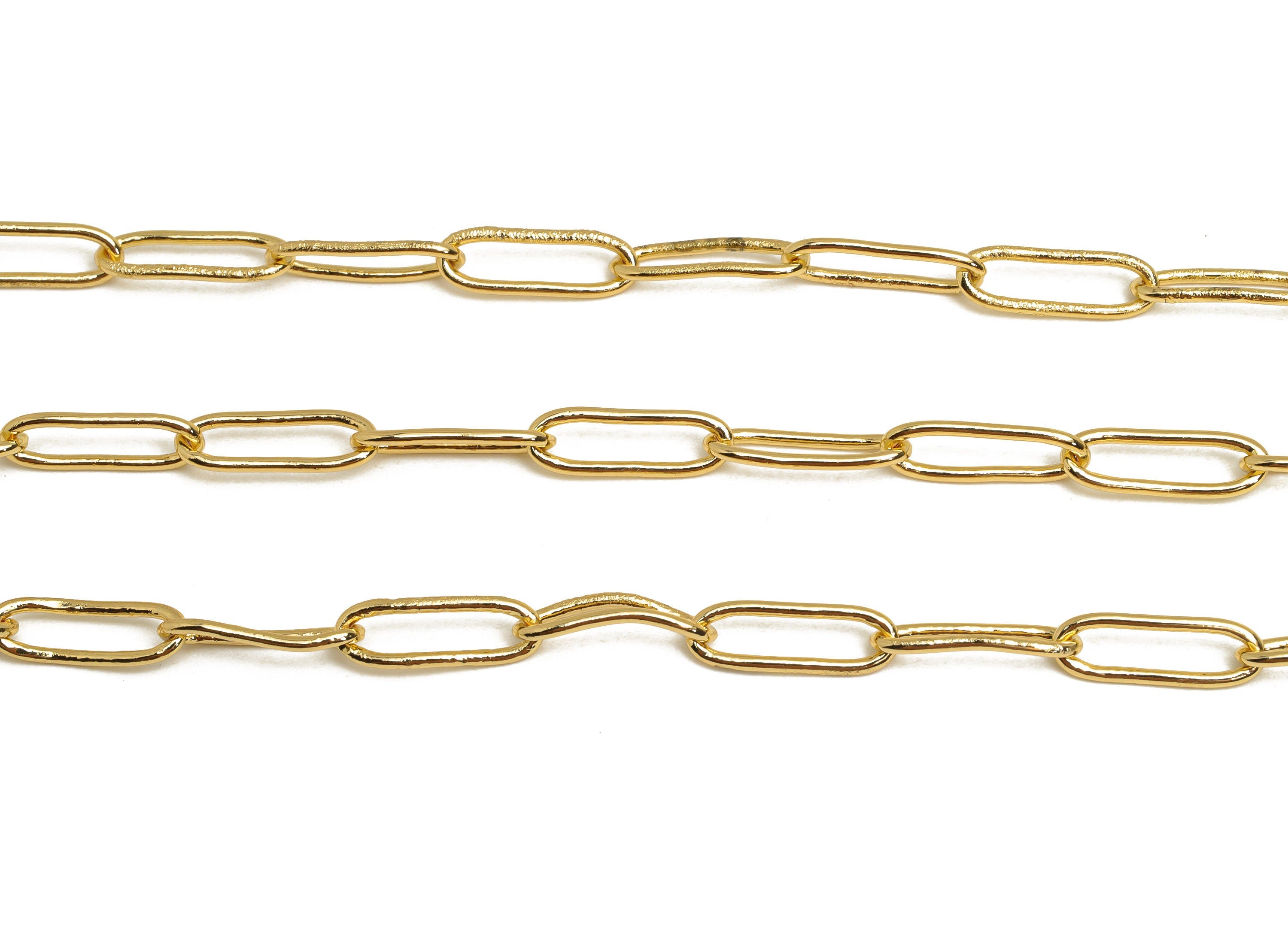 Brass Large Oval Cable Chain - Brass Soldered Chain - Brass Oval Link Chain - Bracelet Chain - 18K Real Gold Plating - 13x4x1mm - RGP6747 - DOMEDBAZAAR