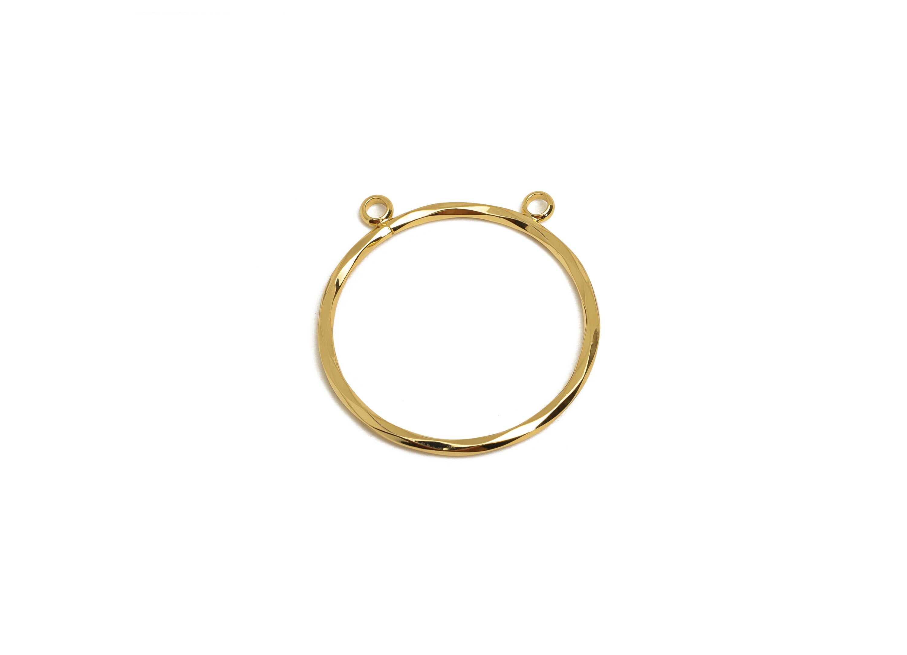 Brass Round Earring Connector - Textured Earring Charm - Round Necklace - Circle Earring Charm - 18K Real Gold Plating - 25x25x1mm - RGP6760 - DOMEDBAZAAR