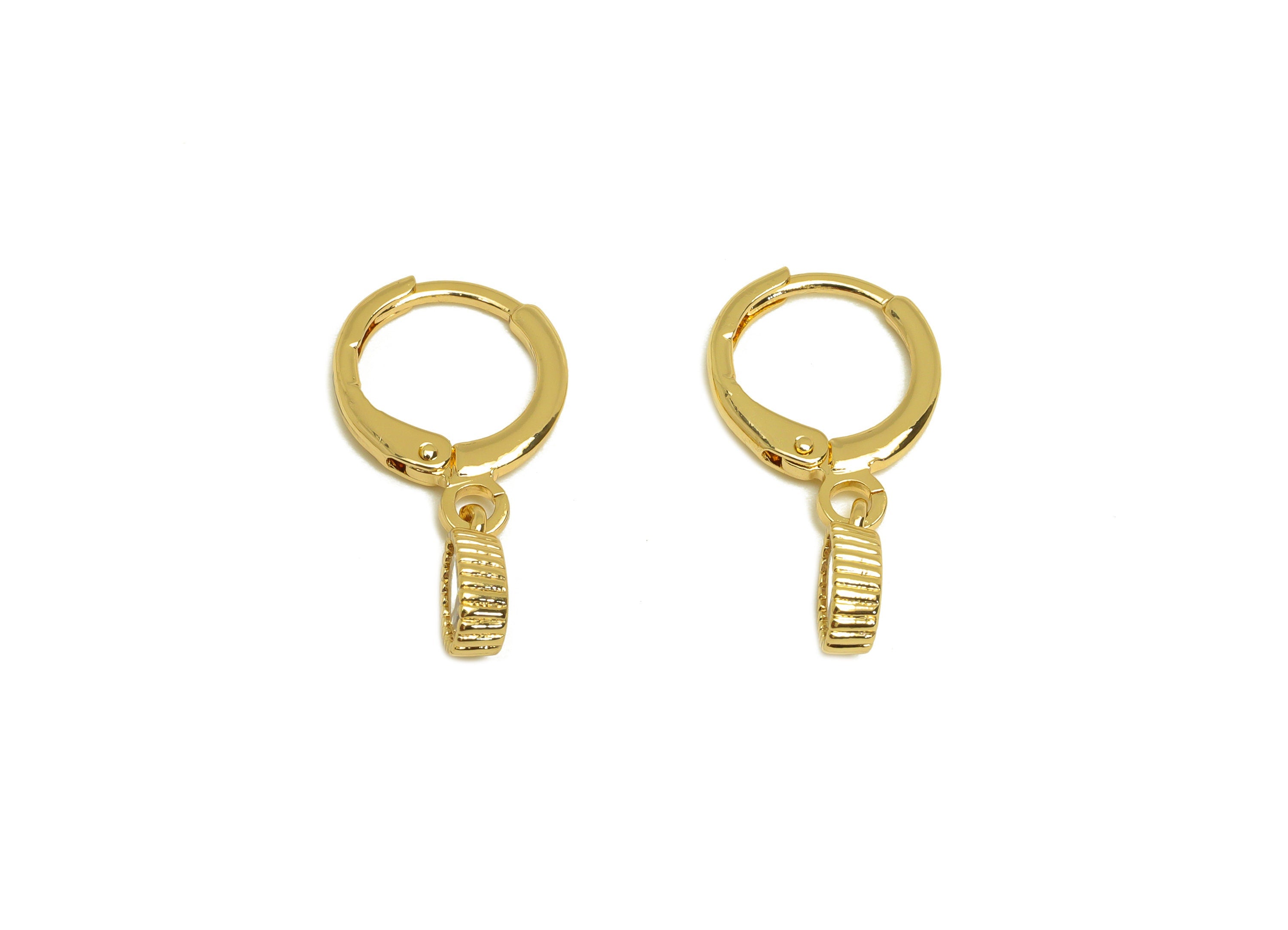 Brass CZ Oval Hoop Earring - Brass Geometry Lever Back Earring Hoop - Cubic Zircon Hoop Earring - 18K Real Gold Plating - 21x11x1mm -RGP6968 - DOMEDBAZAAR