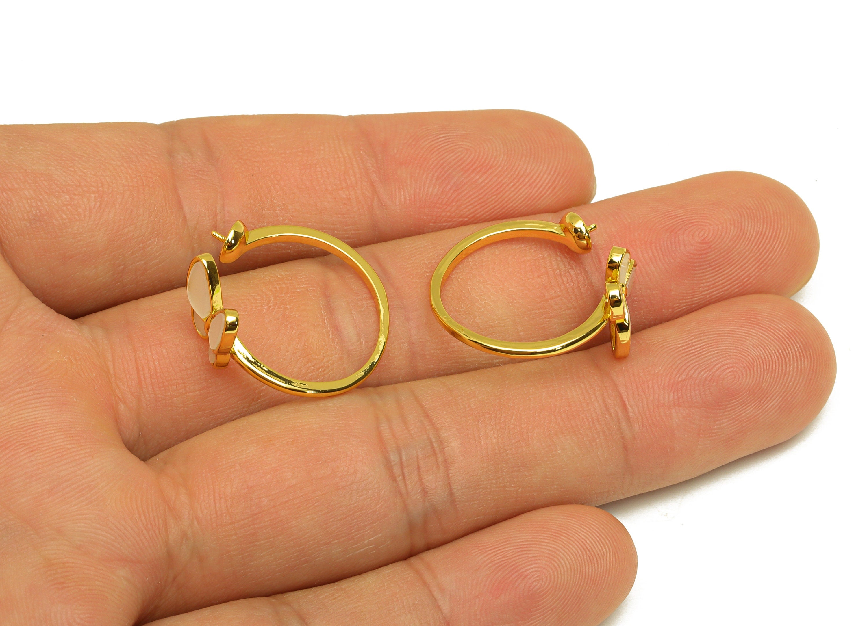 Brass Adjustable CZ Ring - Brass Butterfly Ring Settings - Brass Cubic Zircon Rings For Pearl - 18K Real Gold Plating - 21x21x1mm - RGP6976 - DOMEDBAZAAR