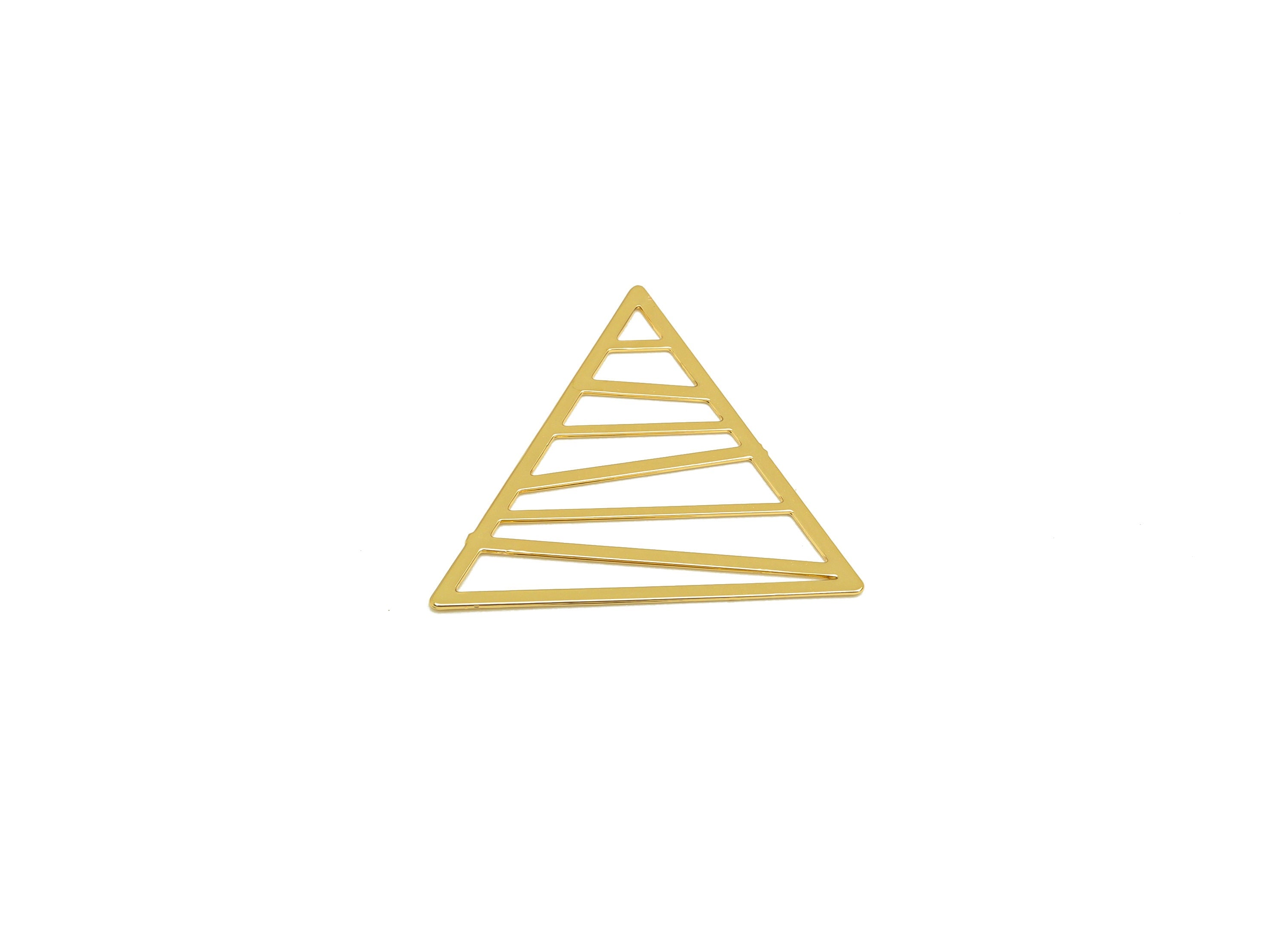 Brass Triangle Earring Charm - Brass Geometry Earring Charm - Brass Hollow Geometry Charm - 18K Real Gold Plating - 20.9x18x0.39mm - RGP7174 - DOMEDBAZAAR