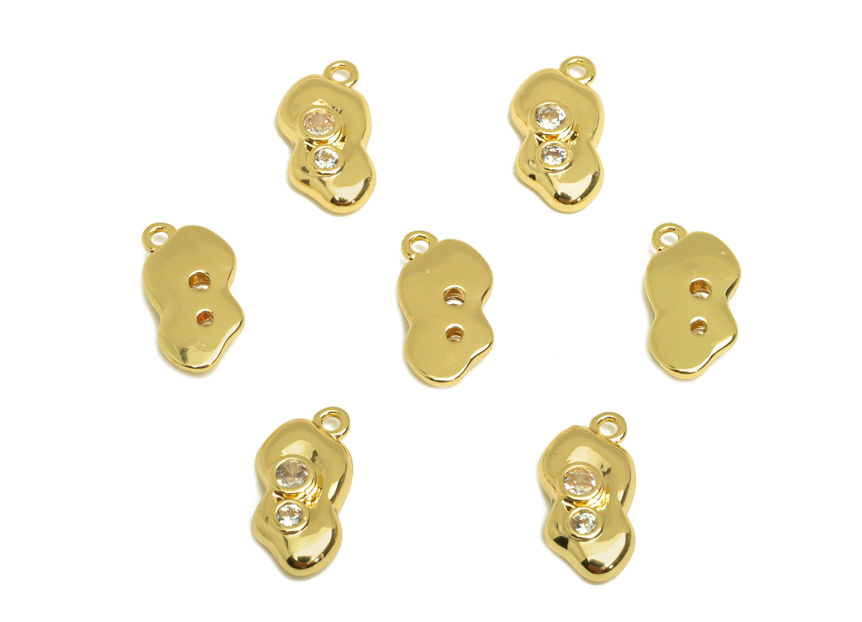 Brass CZ Earring Charm - Brass Cubic Zircon Earring Charm - Brass Irregular Earring Charm - 18K Real Gold Plating - 12.88x6.68x2mm - RGP6851 - DOMEDBAZAAR