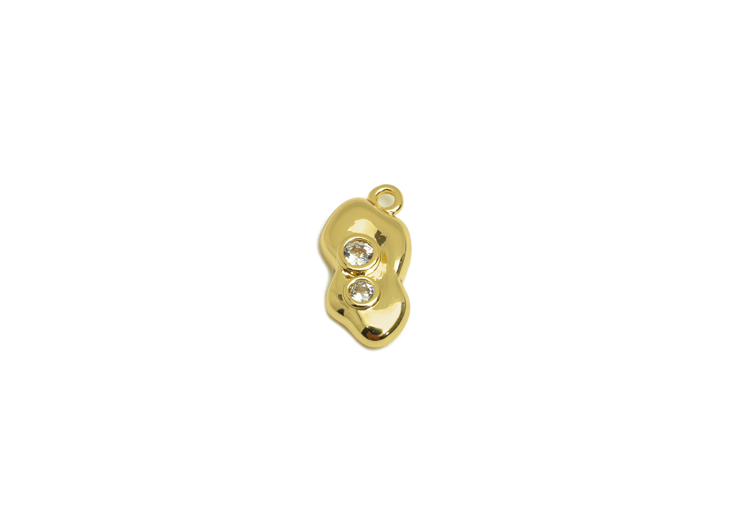 Brass CZ Earring Charm - Brass Cubic Zircon Earring Charm - Brass Irregular Earring Charm - 18K Real Gold Plating - 12.88x6.68x2mm - RGP6851 - DOMEDBAZAAR