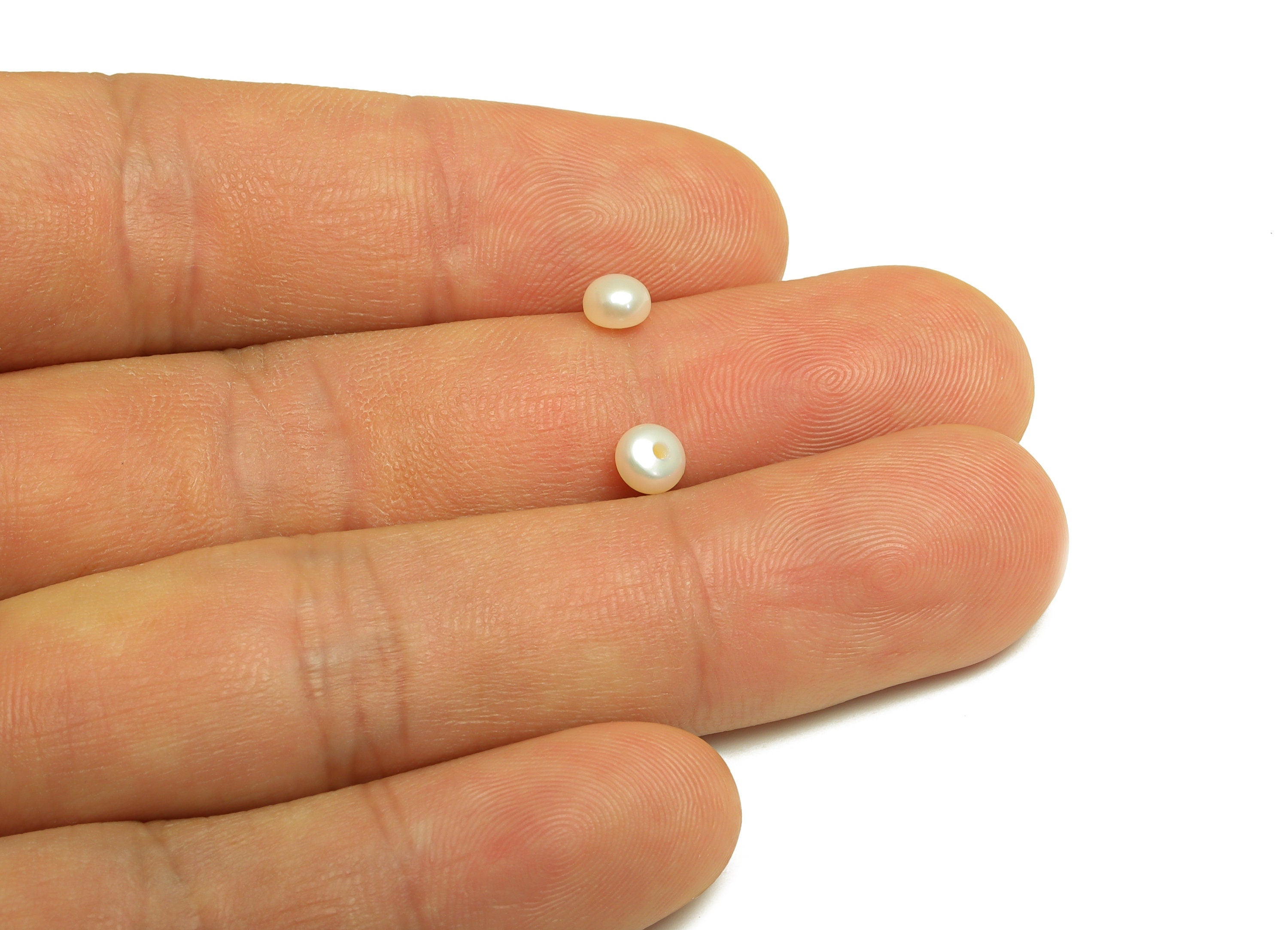 Natural Pearl - Pearl Cabachon  180 Pearls/1card Flat Pearl - White Freshwater Pearl Beads - Jewelry Making DIY - 4.95x3.33mm - RGP6907 - DOMEDBAZAAR