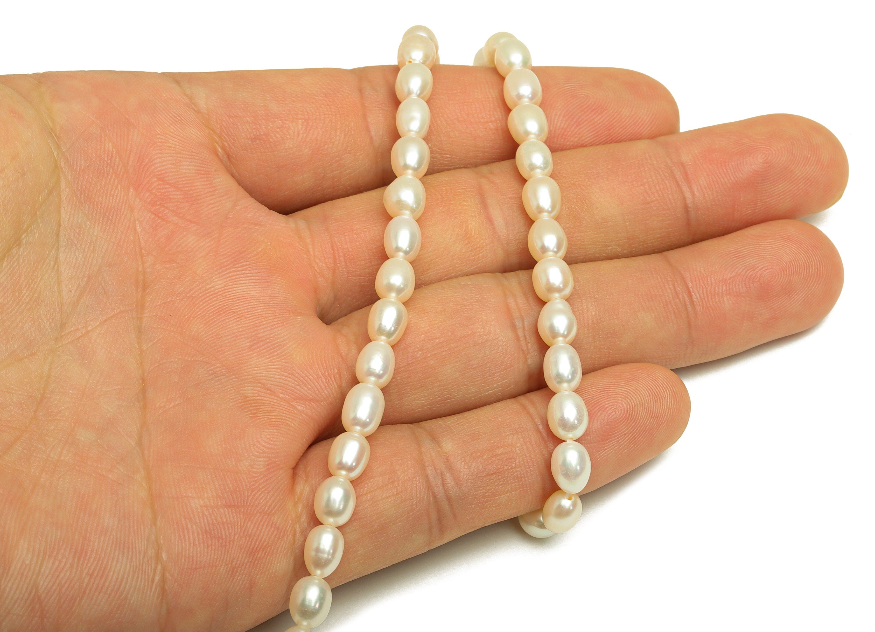 Natural Pearl - 5-5.5mm Pearl 55pearls/strand - White Freshwater Pearl Beads - Jewelry Making DIY - 6.63x5.31mm - RGP6906 - DOMEDBAZAAR