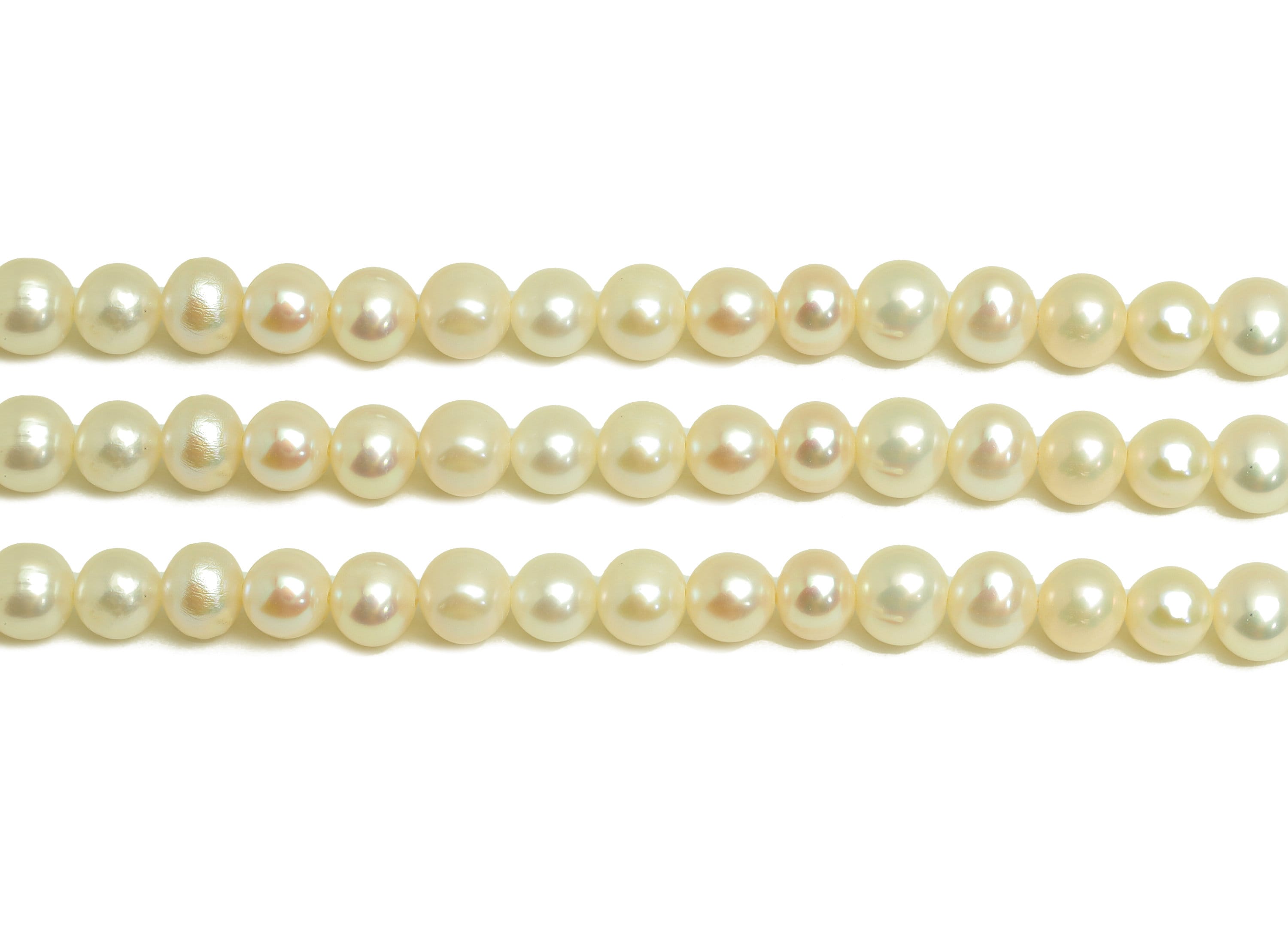 Natural Pearl - 5-6mm + Pearl 65Pearls/Strand - Round White Freshwater Pearl Beads - Jewelry Making DIY - RGP6902 - DOMEDBAZAAR