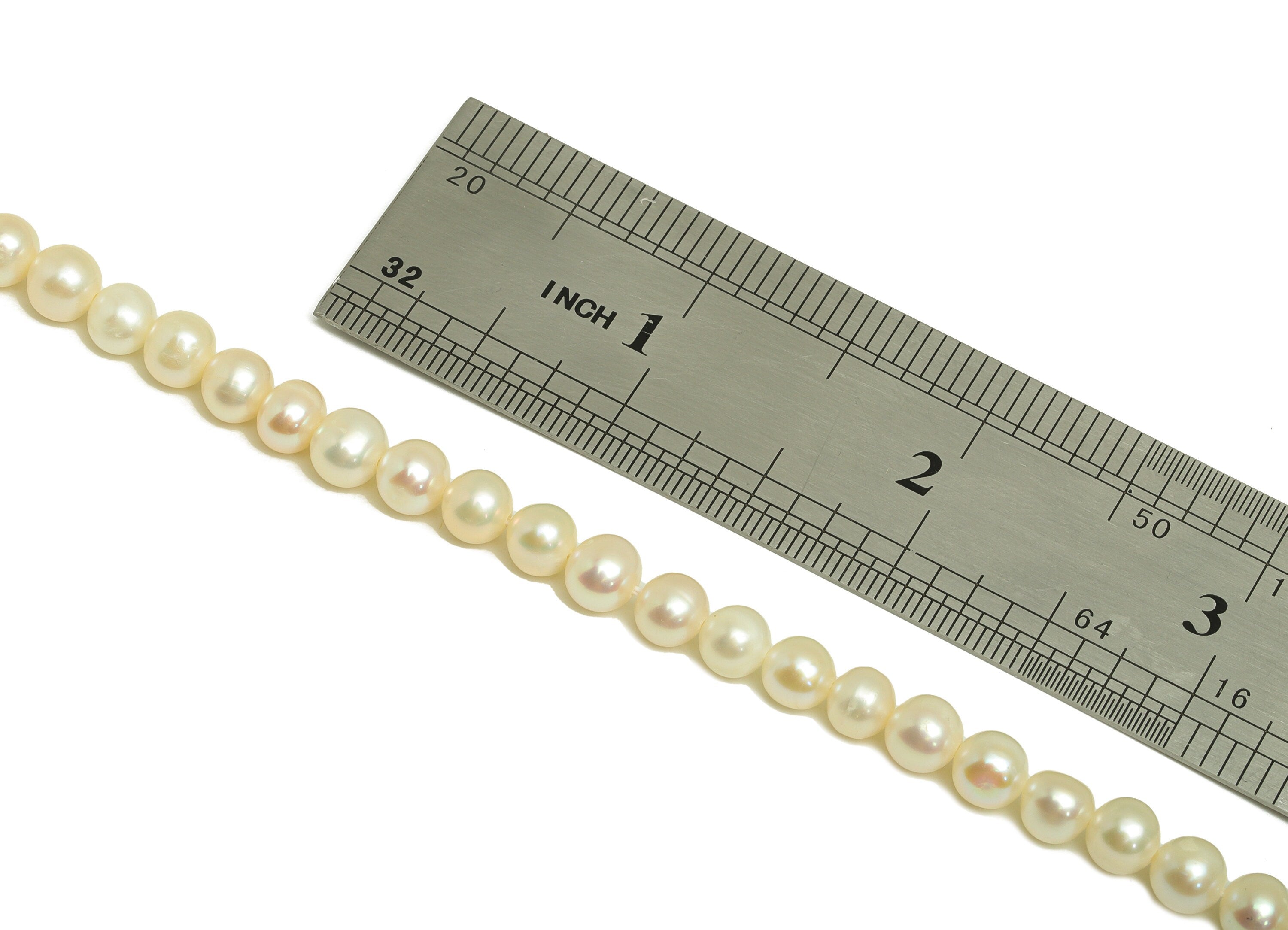 Natural Pearl - 5-6mm + Pearl 65Pearls/Strand - Round White Freshwater Pearl Beads - Jewelry Making DIY - RGP6902 - DOMEDBAZAAR
