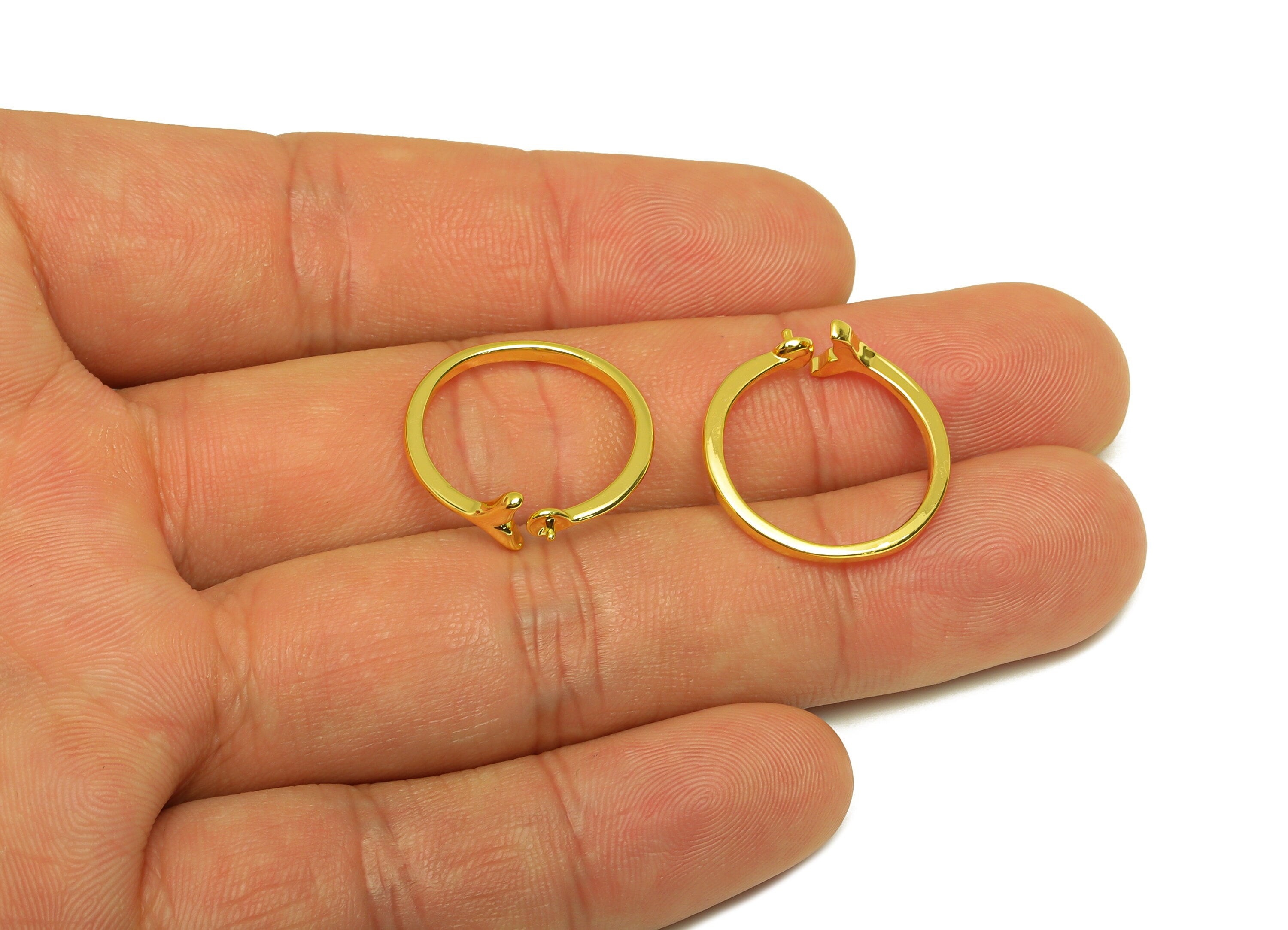 Brass Adjustable Ring - Brass Whale Tail Ring Settings - Brass Rings For Pearl - Pearl Setting - 18K Real Gold Plating - 20x6x1mm - RGP6976 - DOMEDBAZAAR