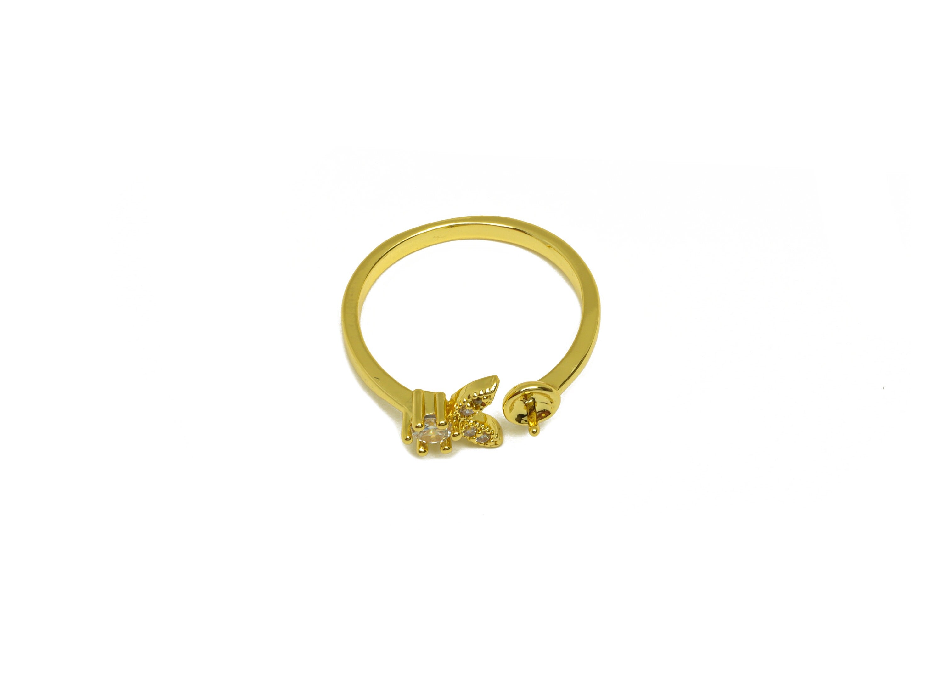 Brass Adjustable Ring - Brass Marquise Ring - Brass Rings For Pearl - Rabbit Zircon Ring - 18K Real Gold Plating - 21.5x7.09x1.9mm - RGP6986 - DOMEDBAZAAR
