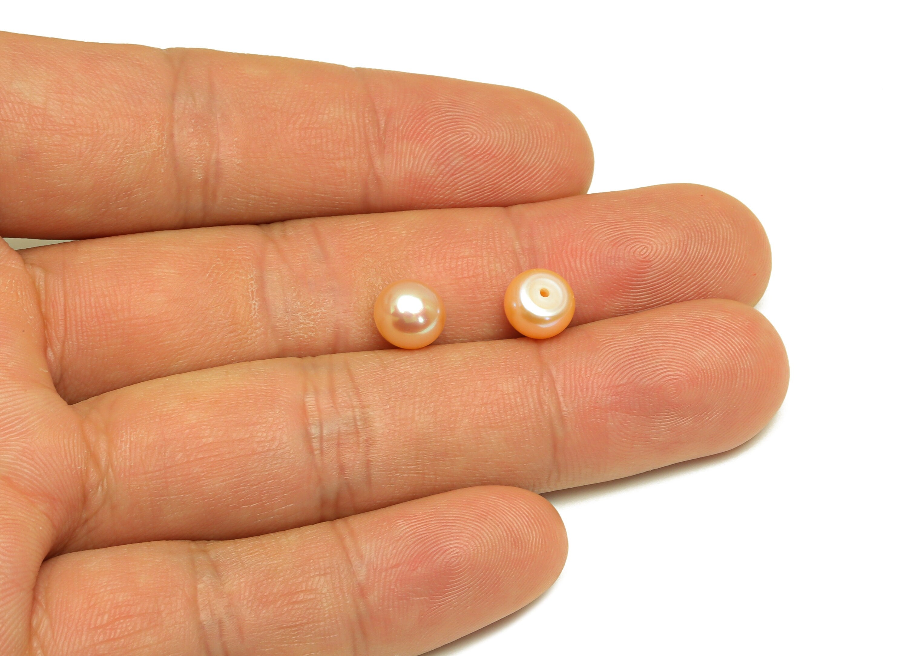 Natural Pearl Cabachon - Natural Orange Pearls - Pearl Cabachon 7.5mm 66 Pearls/1 Card - For Rings - DIY Making - 7x7.76x5.61mm - RGP7042 - DOMEDBAZAAR