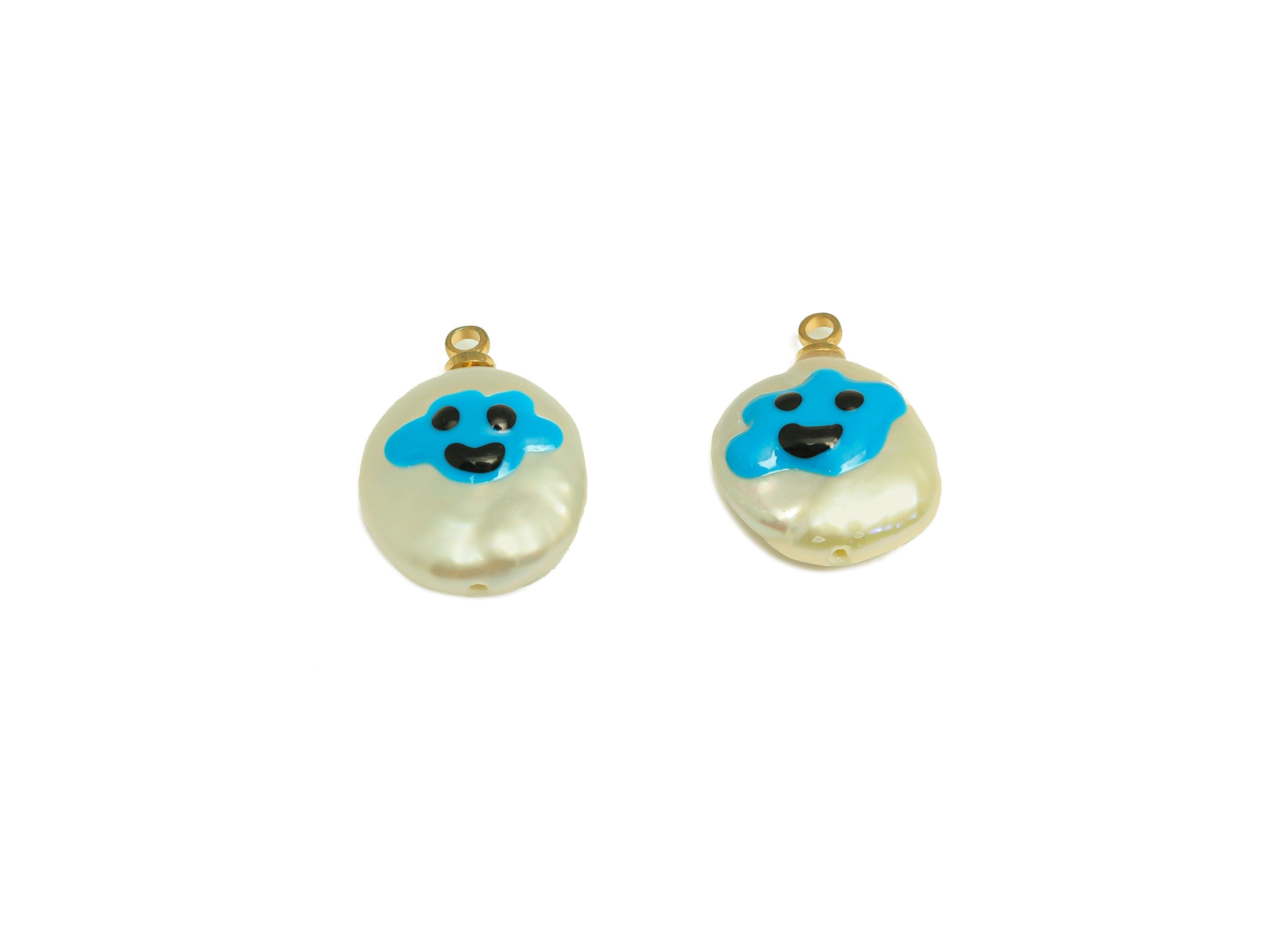 Natural Pearl Charm - Cloud Painted Earring Charm - Cloud Painted Pearl With Loop Charm - Pearl Pendant - DIY Making - 15x11.88x5mm- RGP7047 - DOMEDBAZAAR
