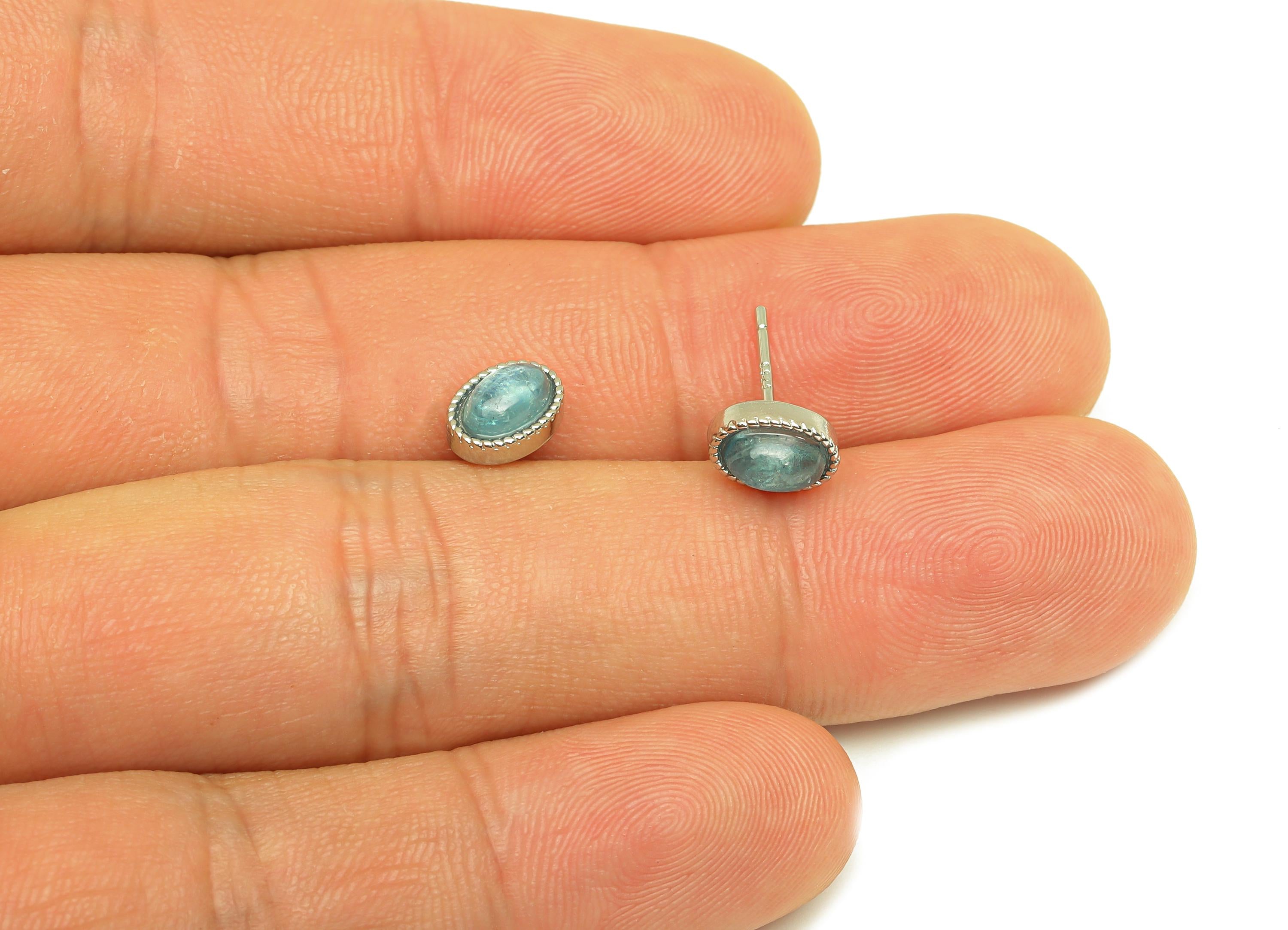 Brass Aquamarine Earring Stud - Brass Earring Post - Geometry Earring Post - 925 Silver Stud - Silver Tone Plating - 15x11x0.67mm - RGP7286 - DOMEDBAZAAR